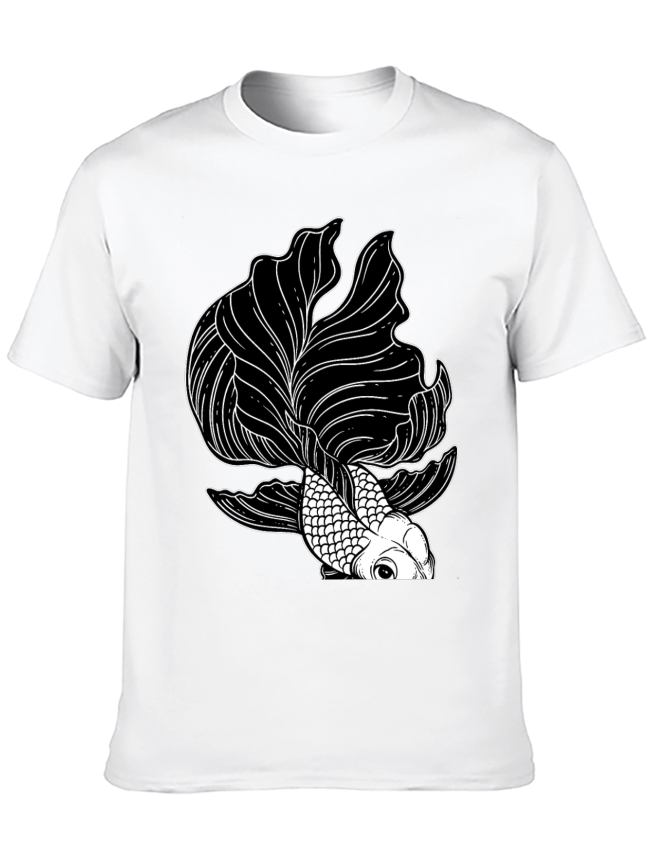 Black T-Shirt with Koi Fish Graphic