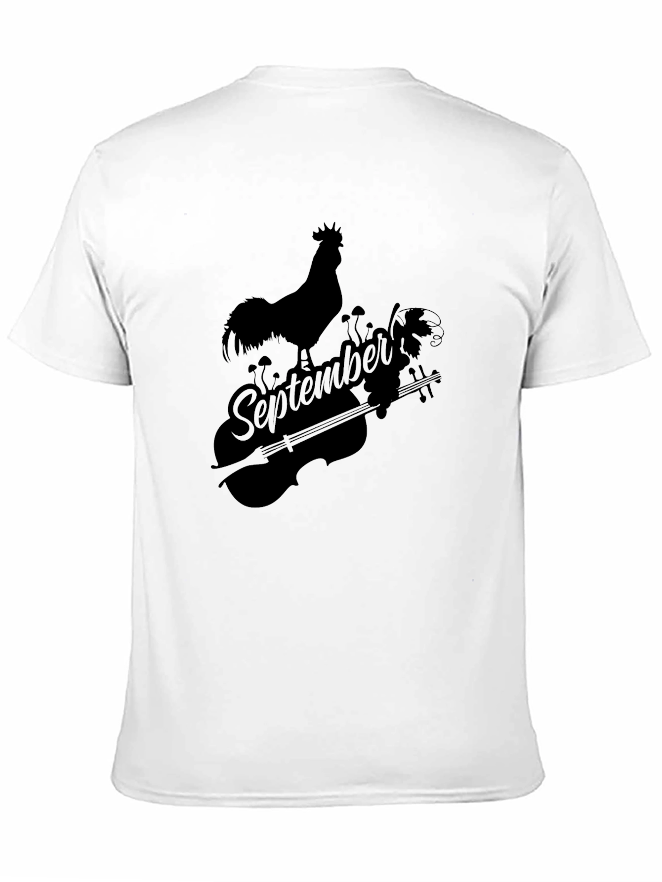 September Rooster & Violin Graphic Black T-Shirt