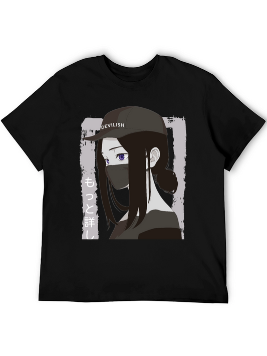 Anime Girl Devilish Hat Graphic T-Shirt
