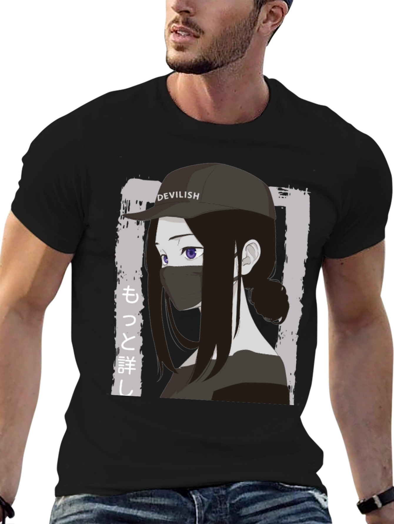 Anime Girl Devilish Hat Graphic T-Shirt