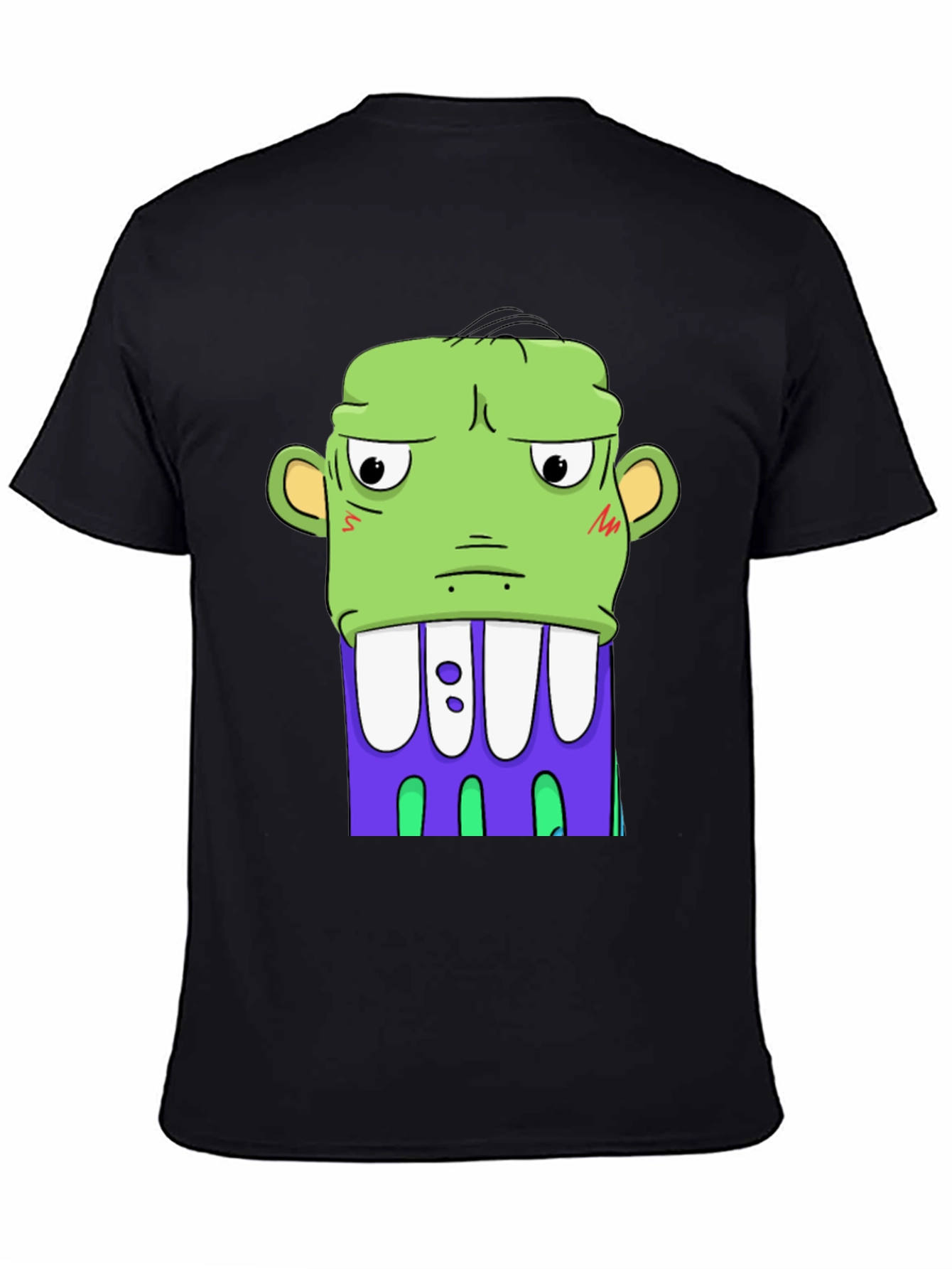 Cartoon Monster Graphic Tee - Bold Black Shirt