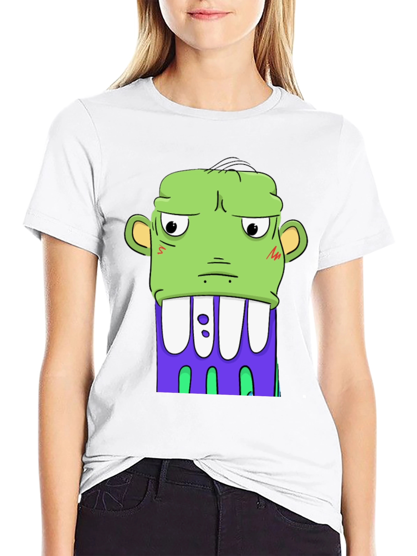 Cartoon Monster Graphic Tee - Bold Black Shirt