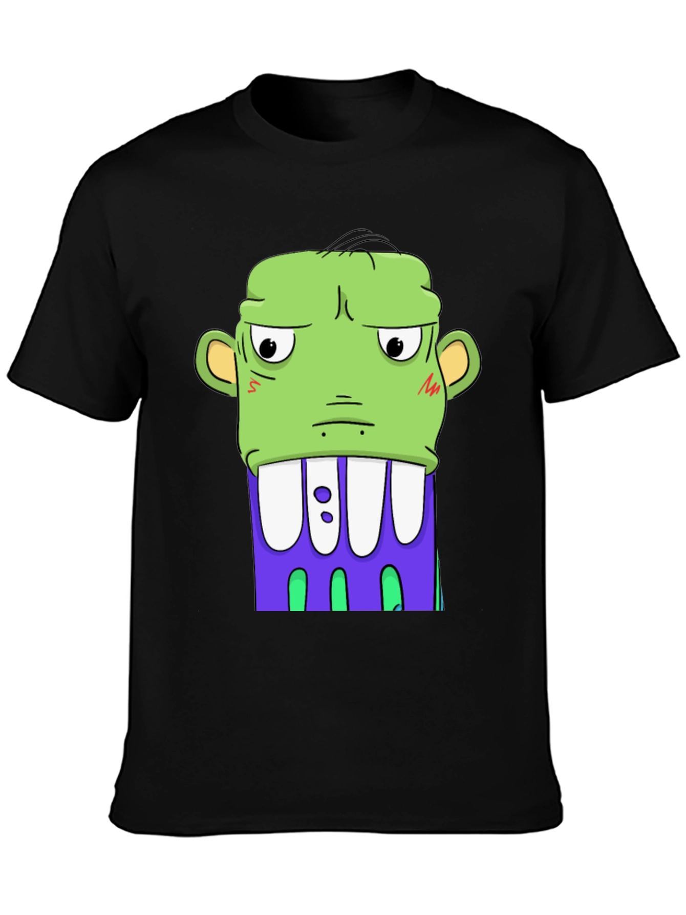 Cartoon Monster Graphic Tee - Bold Black Shirt