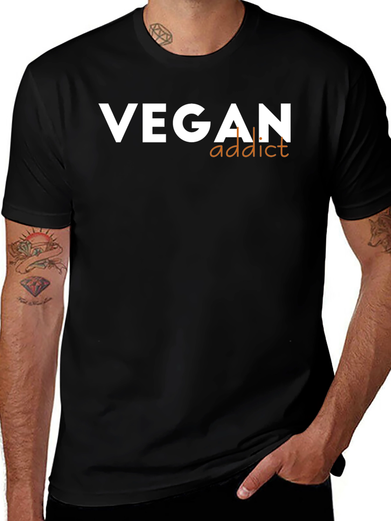 Vegan Addict Graphic T-Shirt - Black