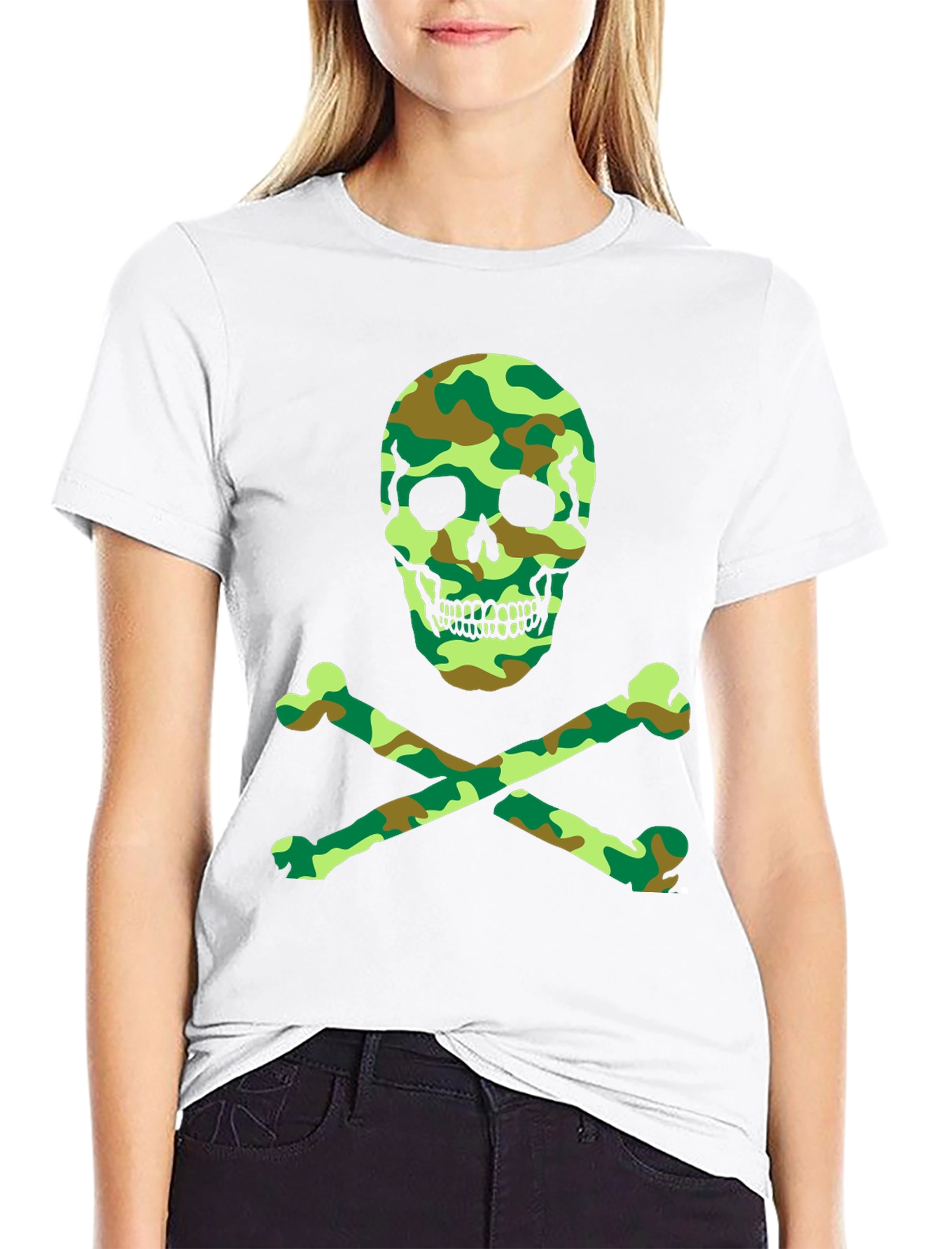 Camo Skull & Crossbones Graphic T-Shirt