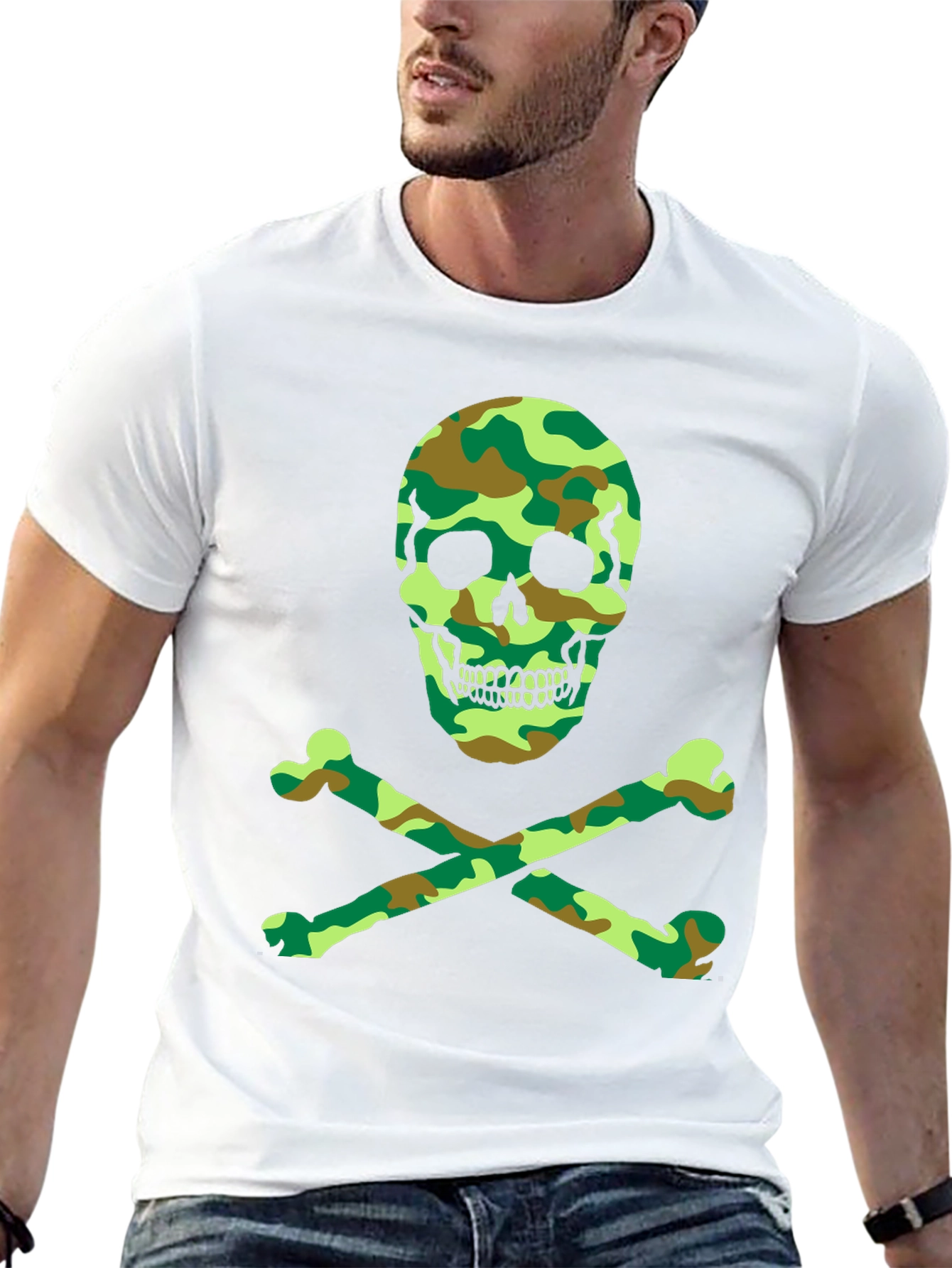 Camo Skull & Crossbones Graphic T-Shirt