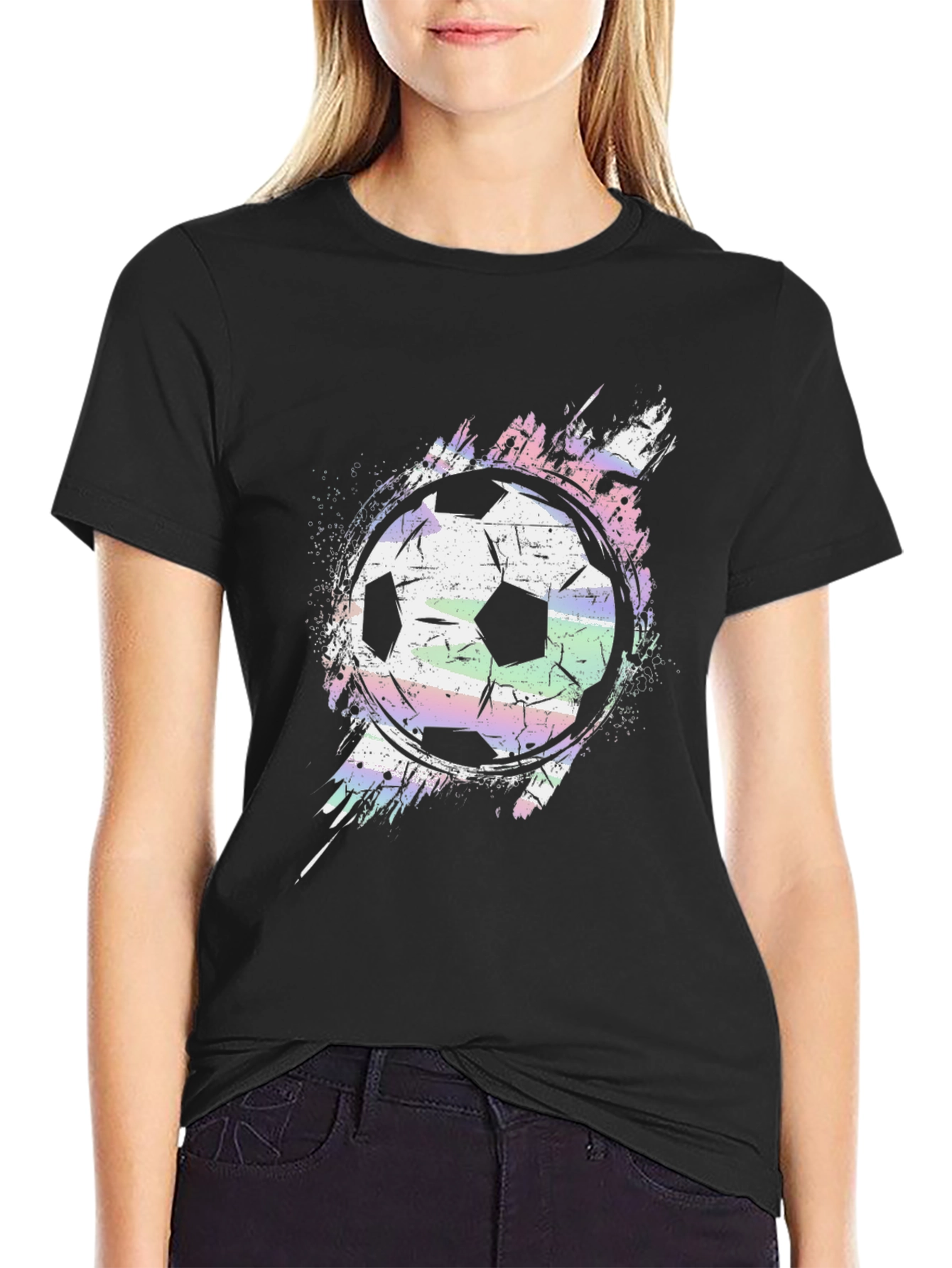 Soccer Ball Graphic Tee - Stylish Mens Black T-Shirt