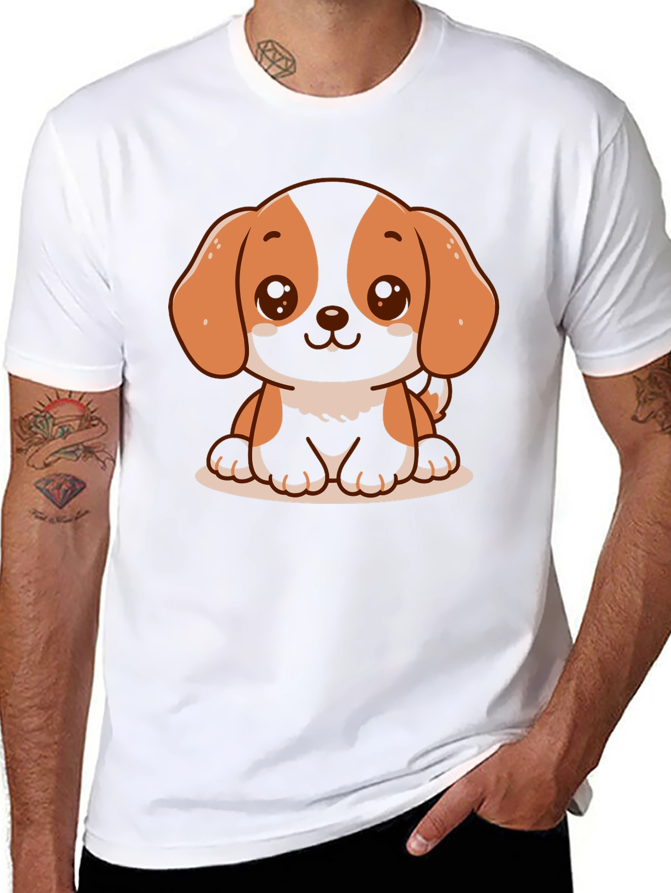 Cute Dog Graphic T-Shirt - Black