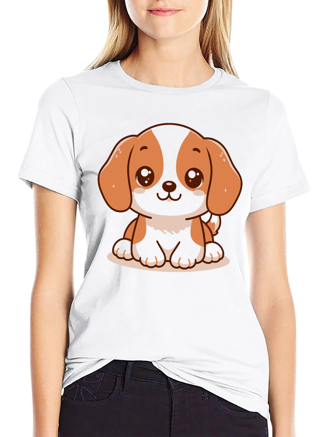 Cute Dog Graphic T-Shirt - Black