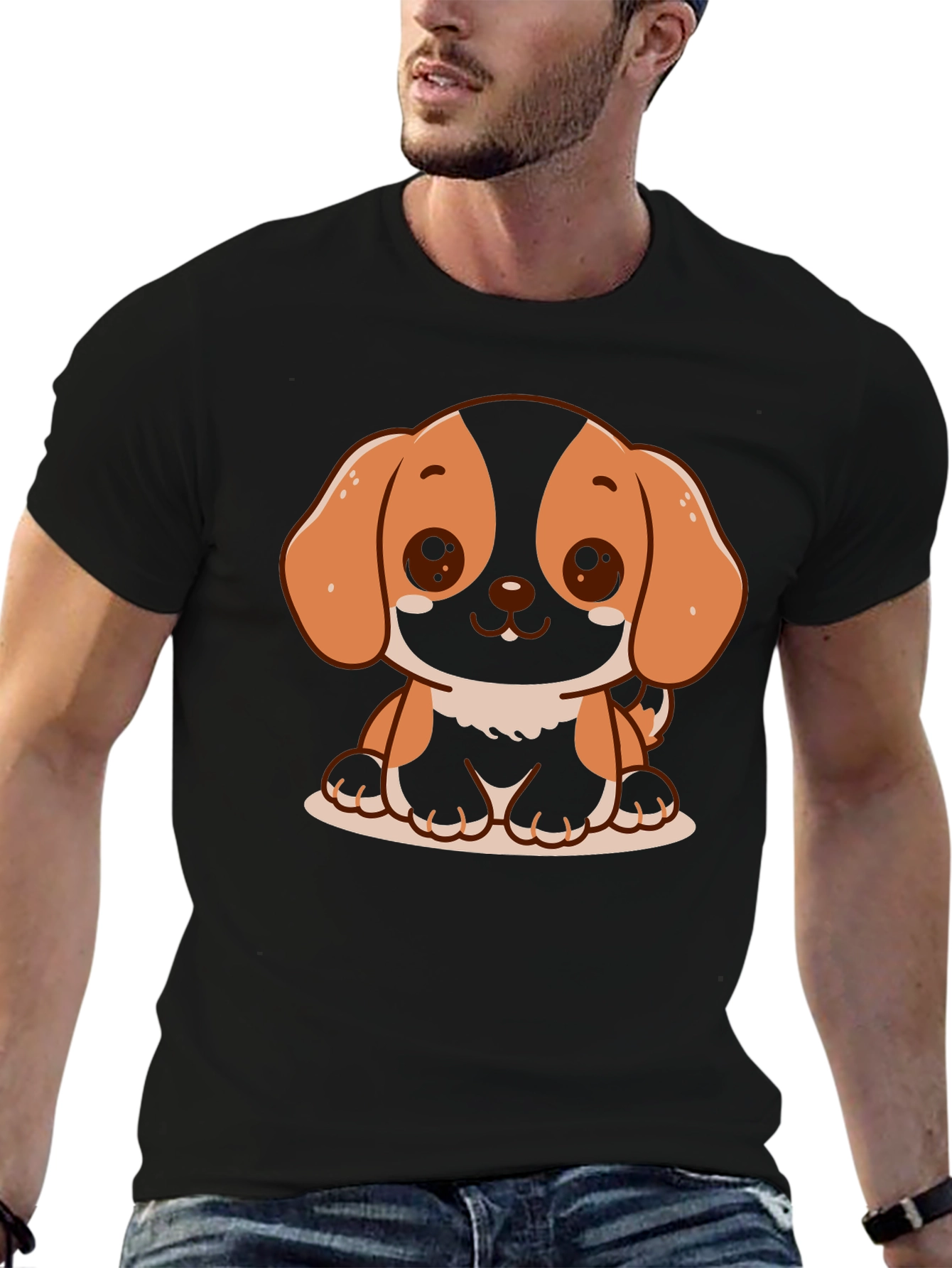 Cute Dog Graphic T-Shirt - Black