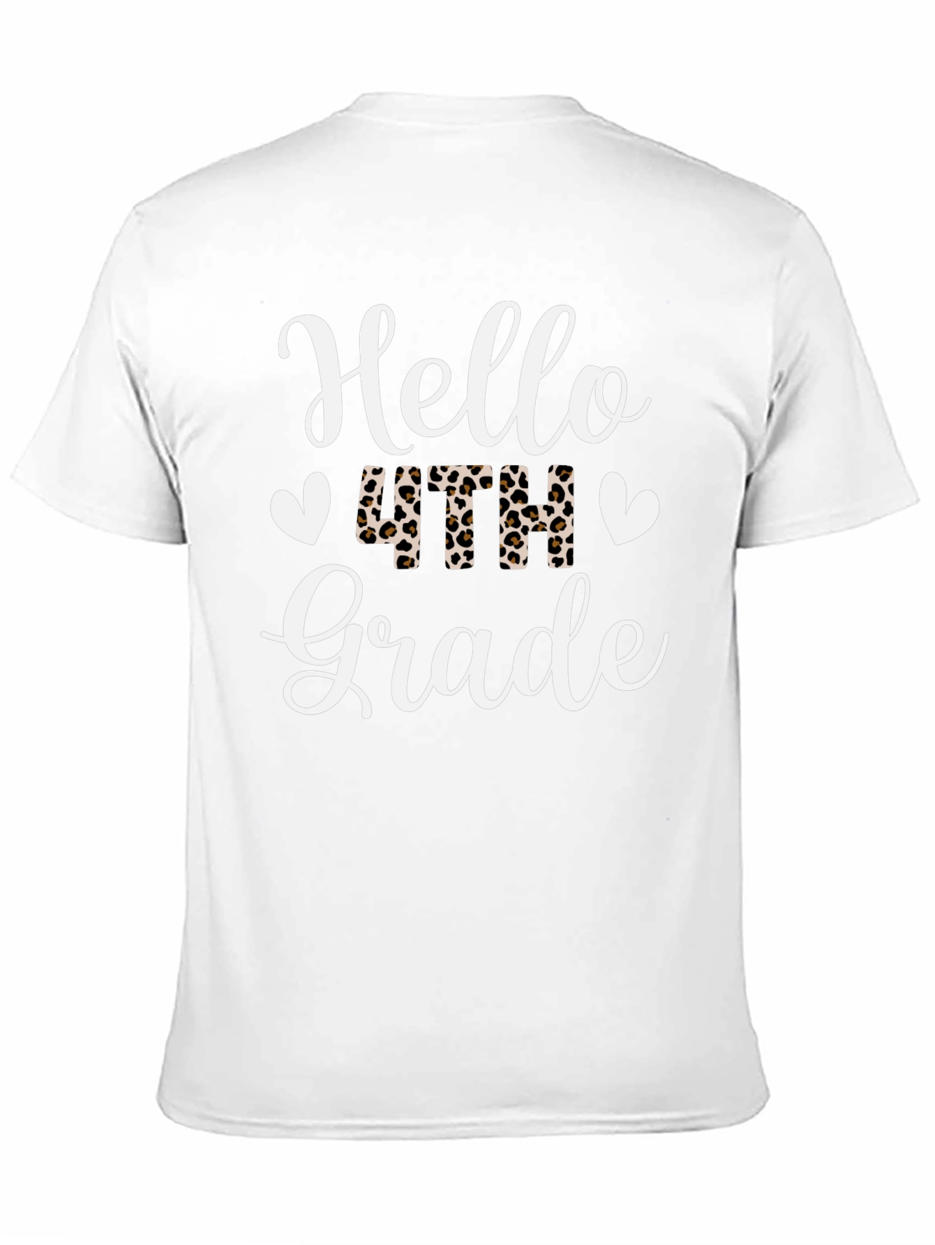 Hello 4th Grade Leopard Print Teacher Shirt