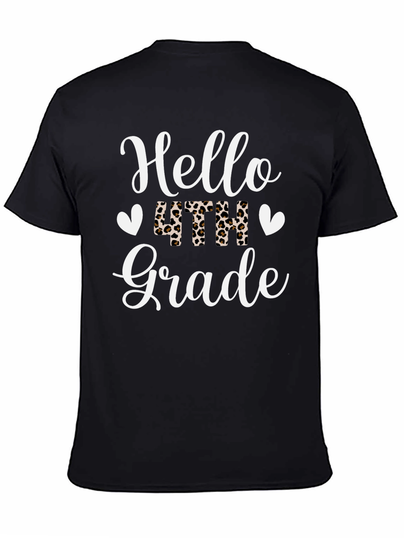 Hello 4th Grade Leopard Print Teacher Shirt
