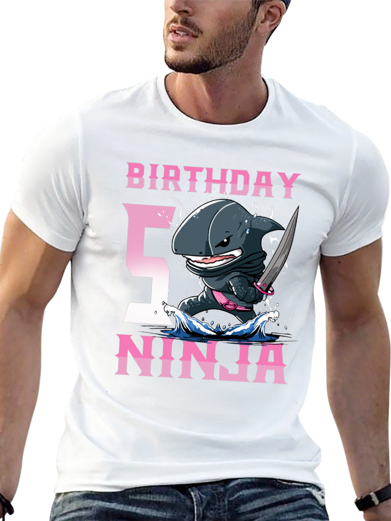 Birthday Shark Ninja T-Shirt - 5th Birthday Tee