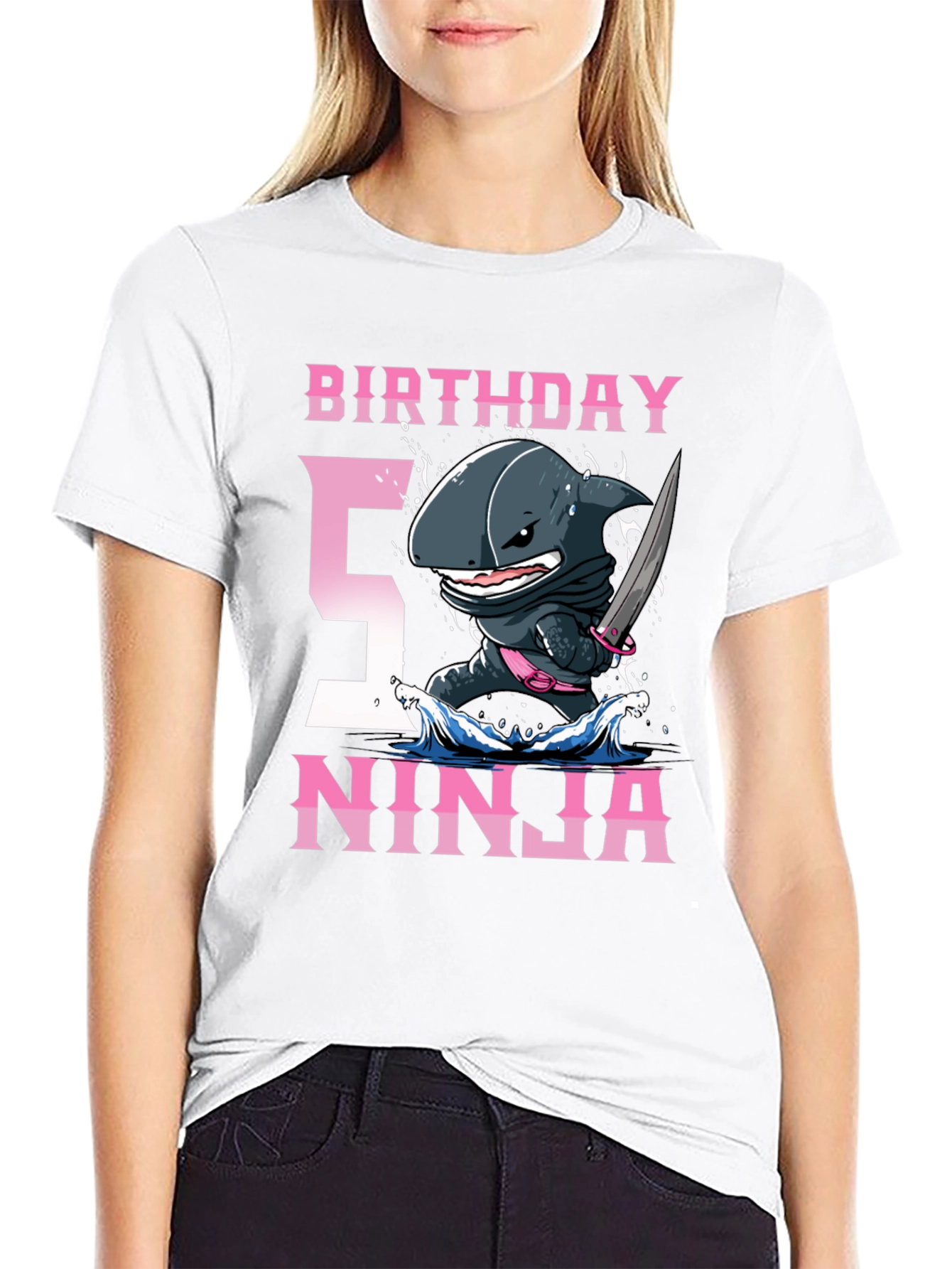 Birthday Shark Ninja T-Shirt - 5th Birthday Tee