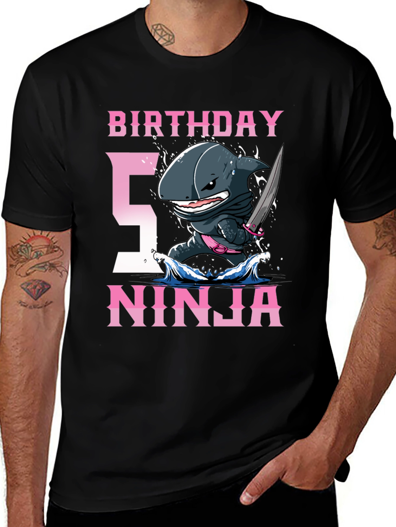 Birthday Shark Ninja T-Shirt - 5th Birthday Tee