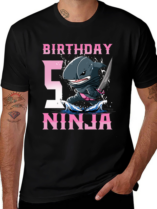 Birthday Shark Ninja T-Shirt - 5th Birthday Tee