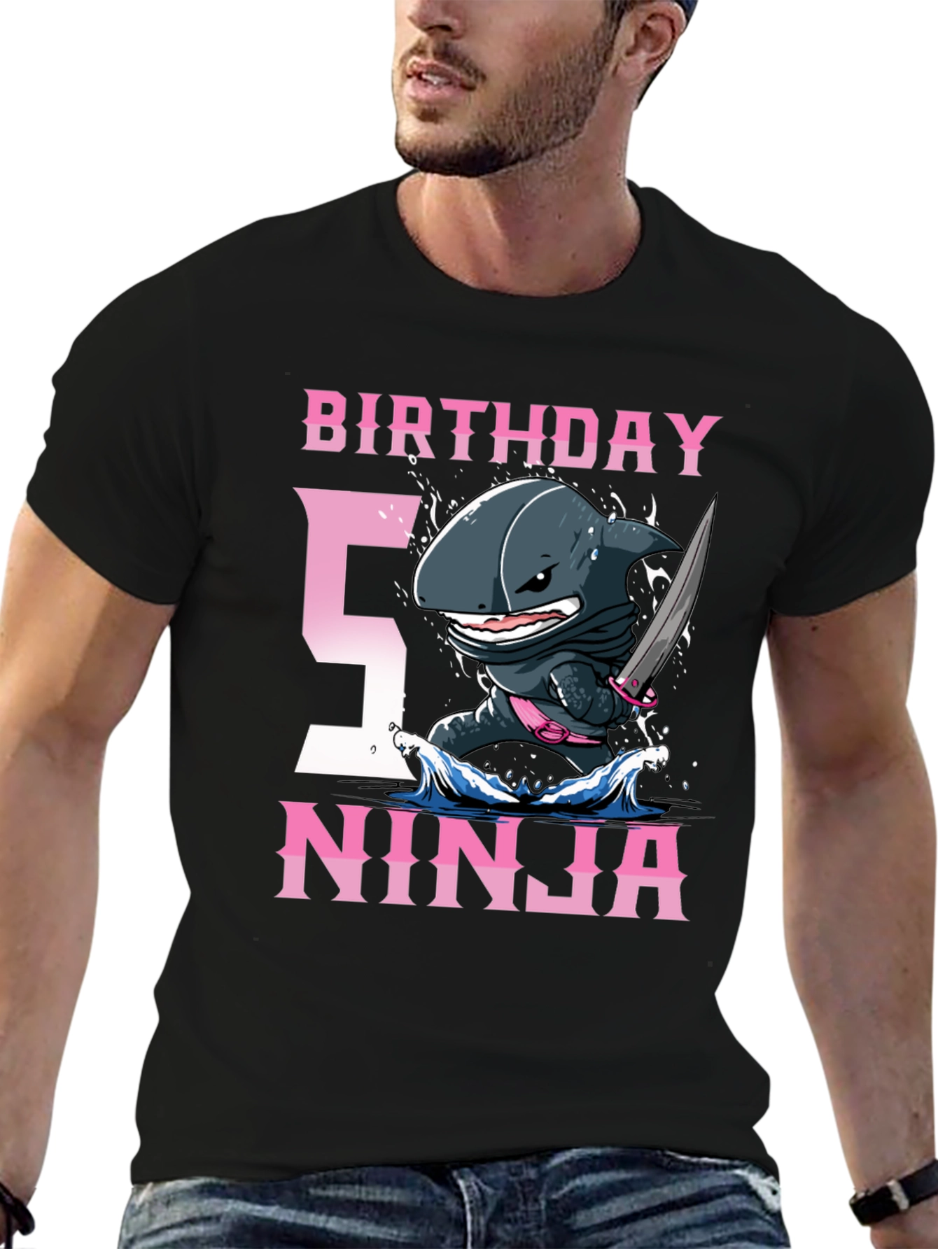 Birthday Shark Ninja T-Shirt - 5th Birthday Tee