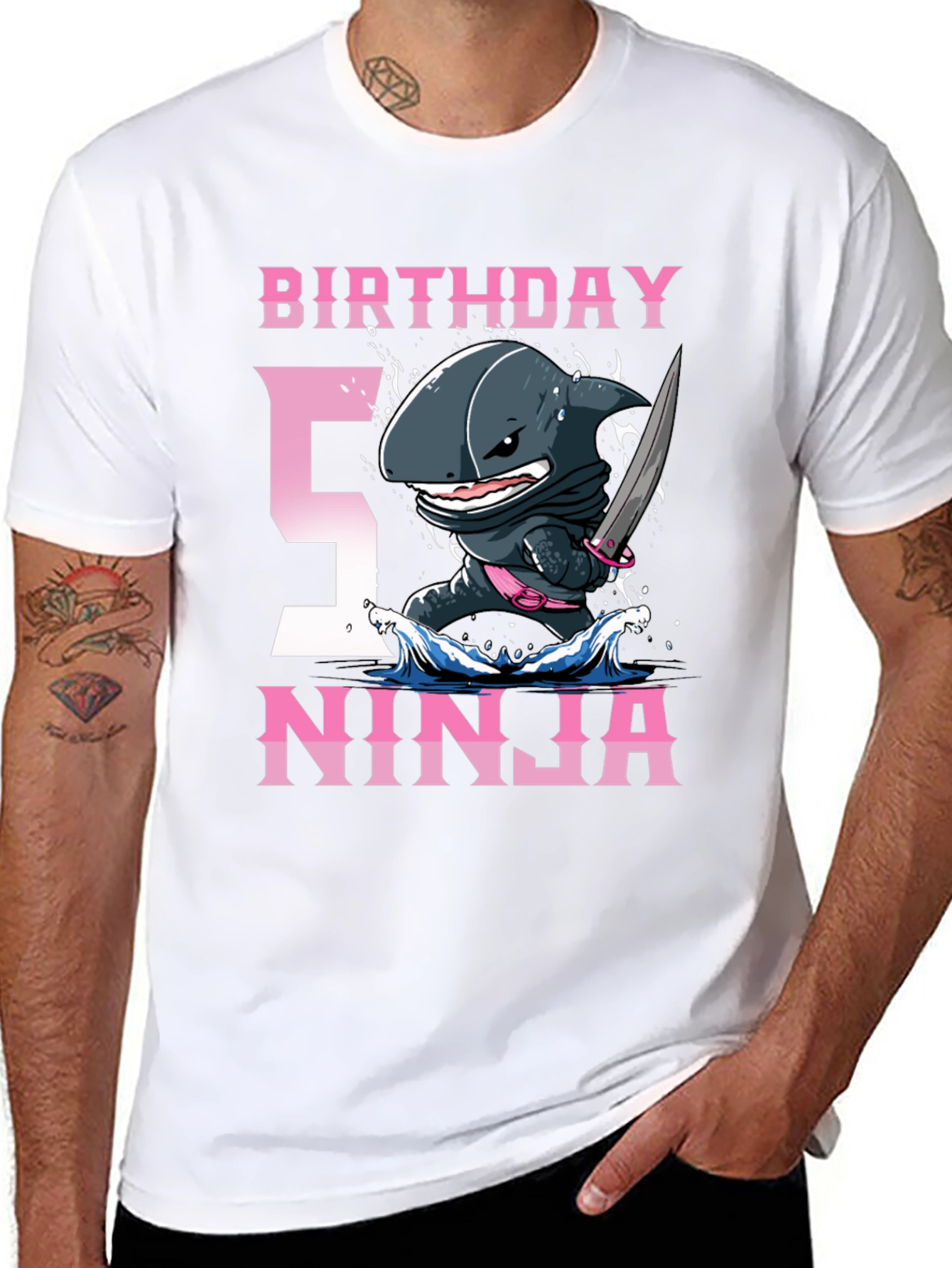 Birthday Shark Ninja T-Shirt - 5th Birthday Tee