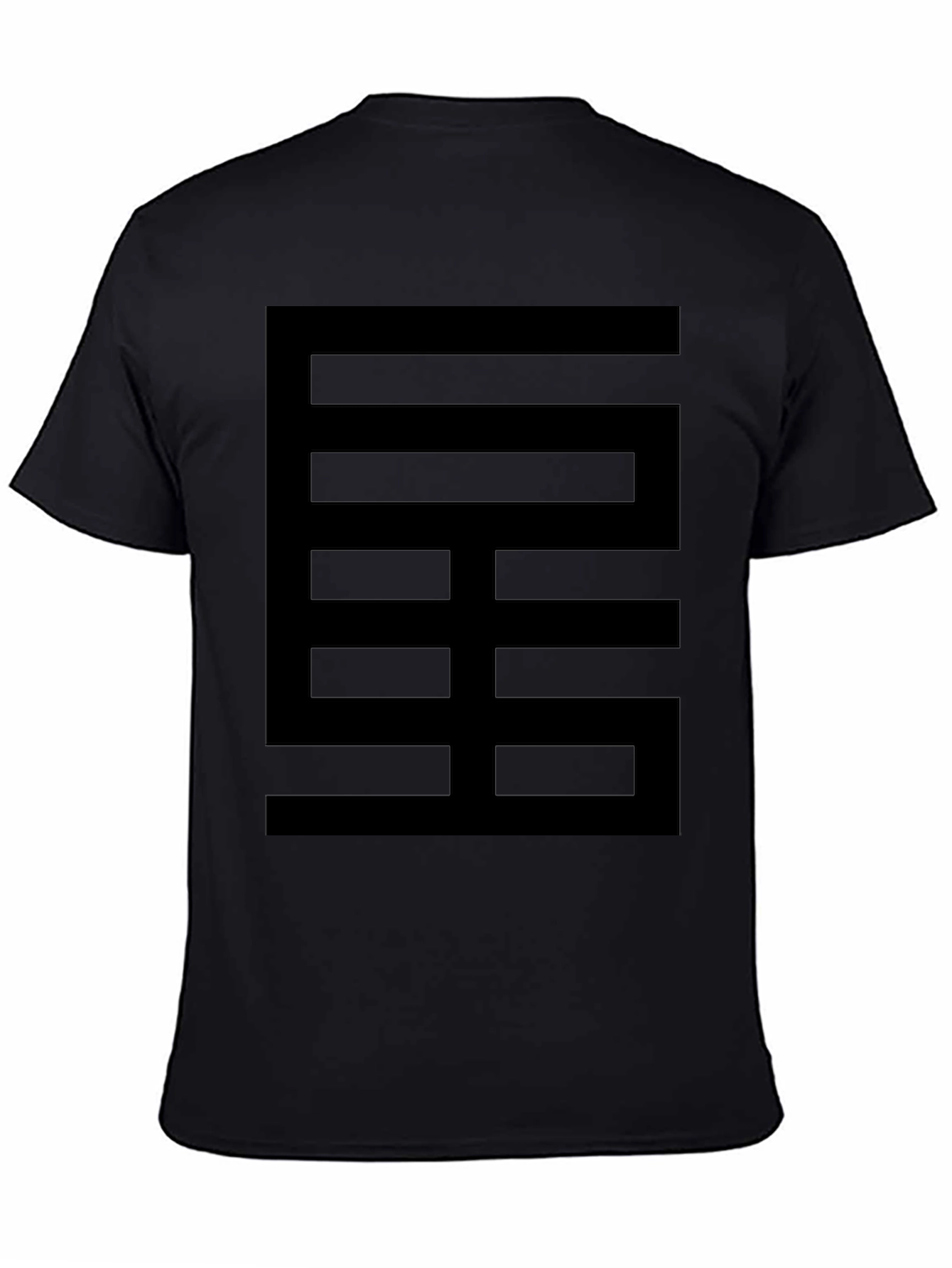 Geometric Graphic Print Crew Neck Tee - Black