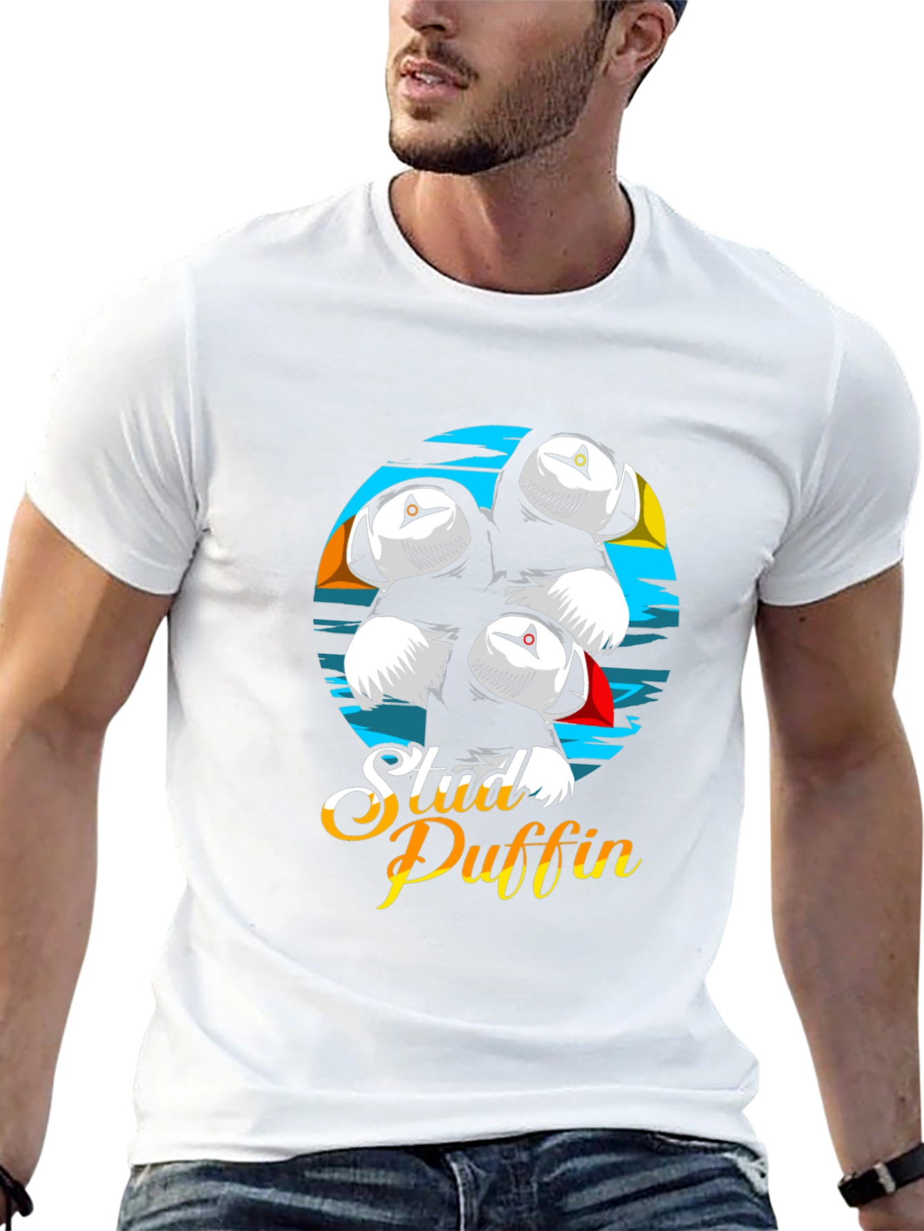 Stud Puffin Graphic Tee - Black T-Shirt