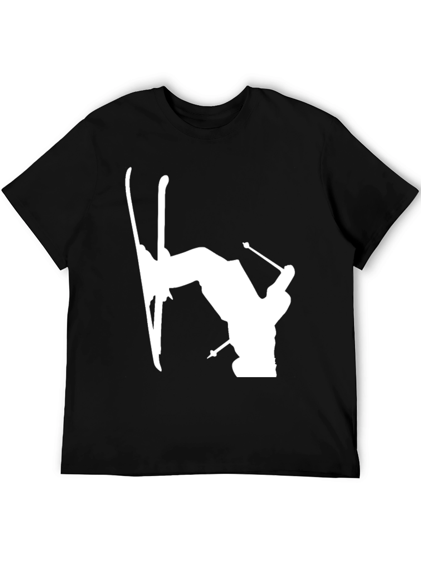Skiing Silhouette Graphic Tee - Black