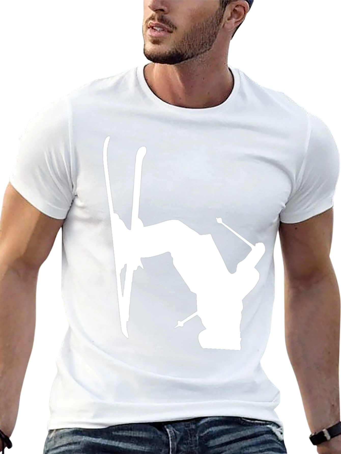 Skiing Silhouette Graphic Tee - Black