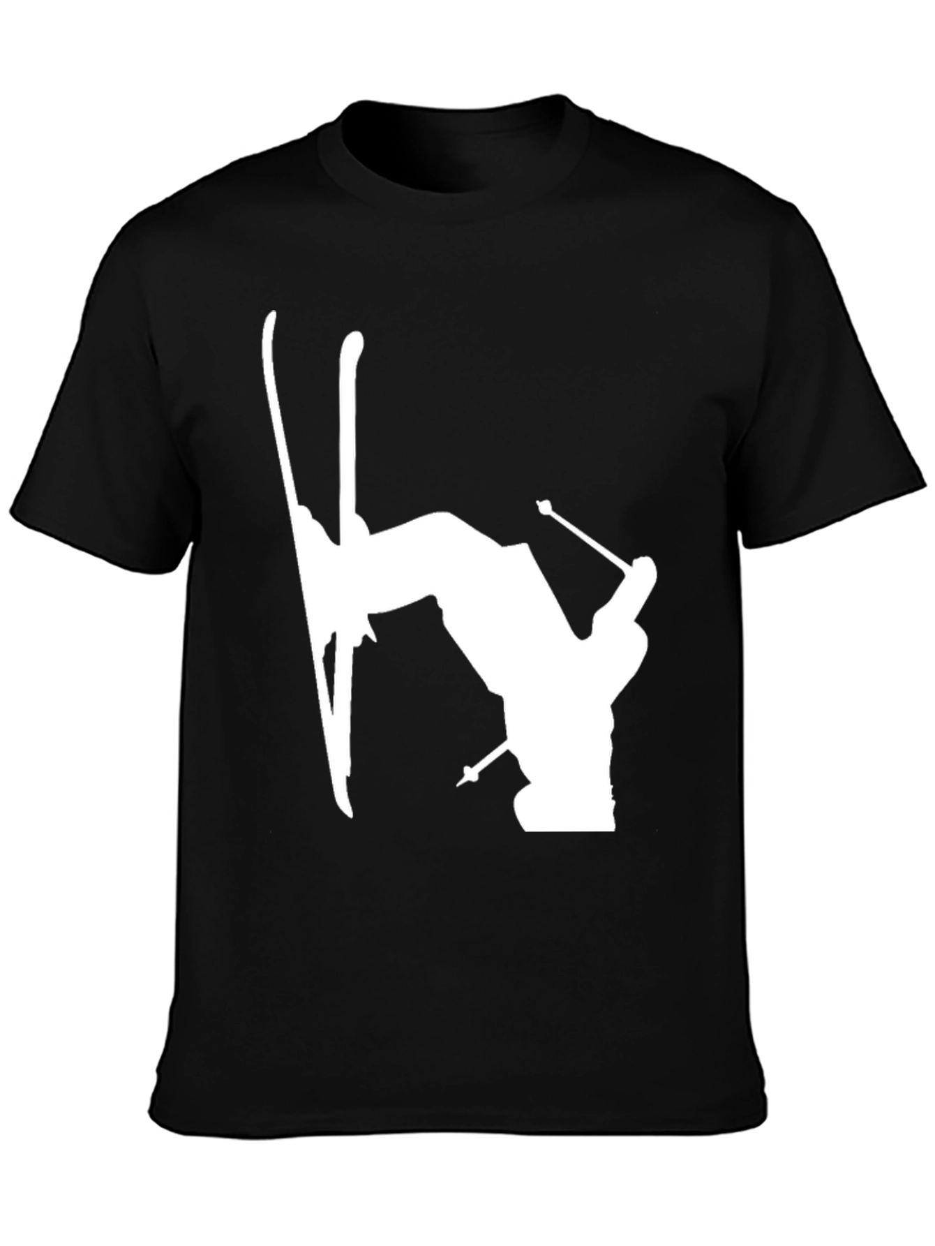 Skiing Silhouette Graphic Tee - Black