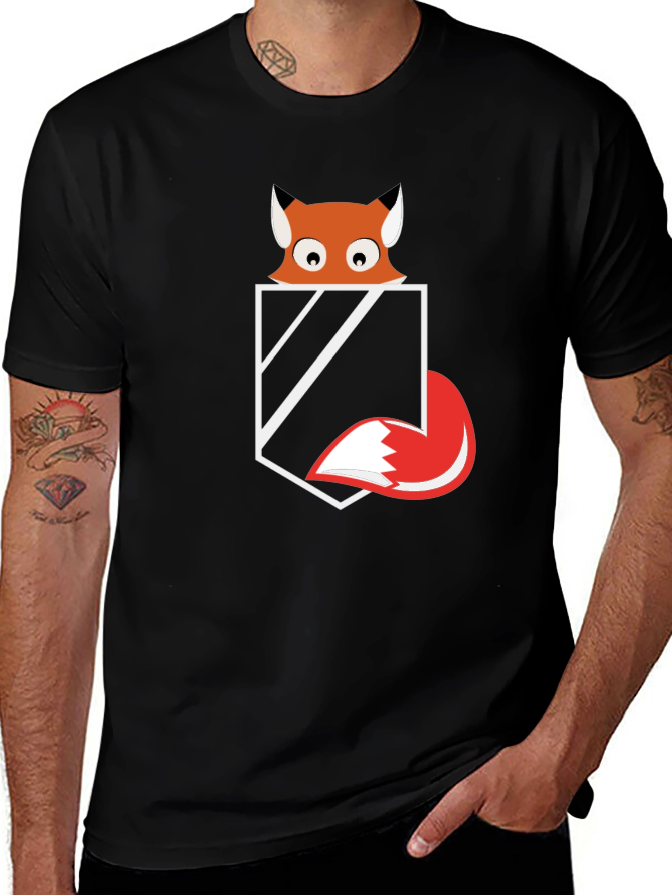 Fox Pocket Graphic Tee - Mens Black T-Shirt