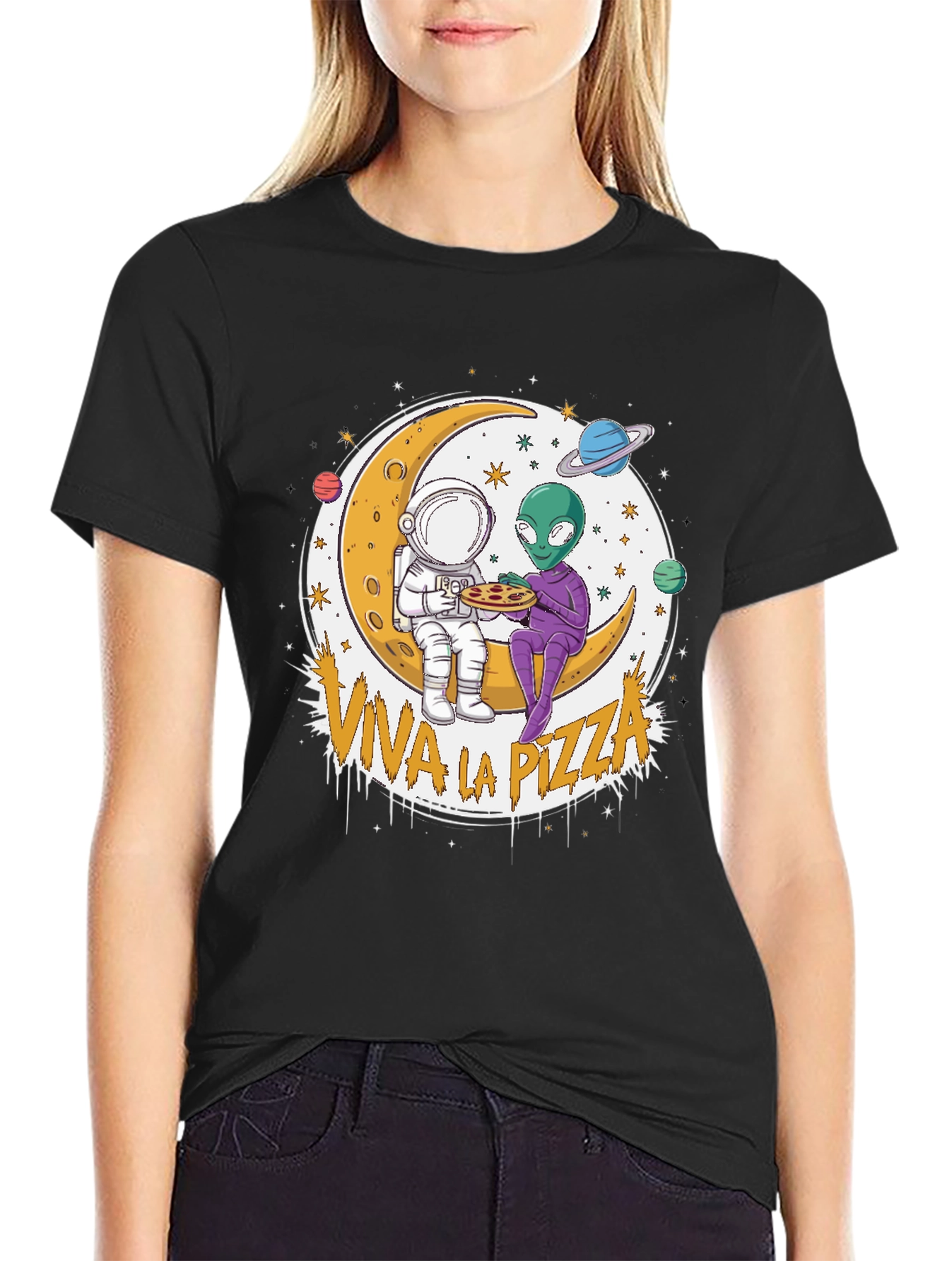 Viva la Pizza T-Shirt - Astronaut and Alien Tee