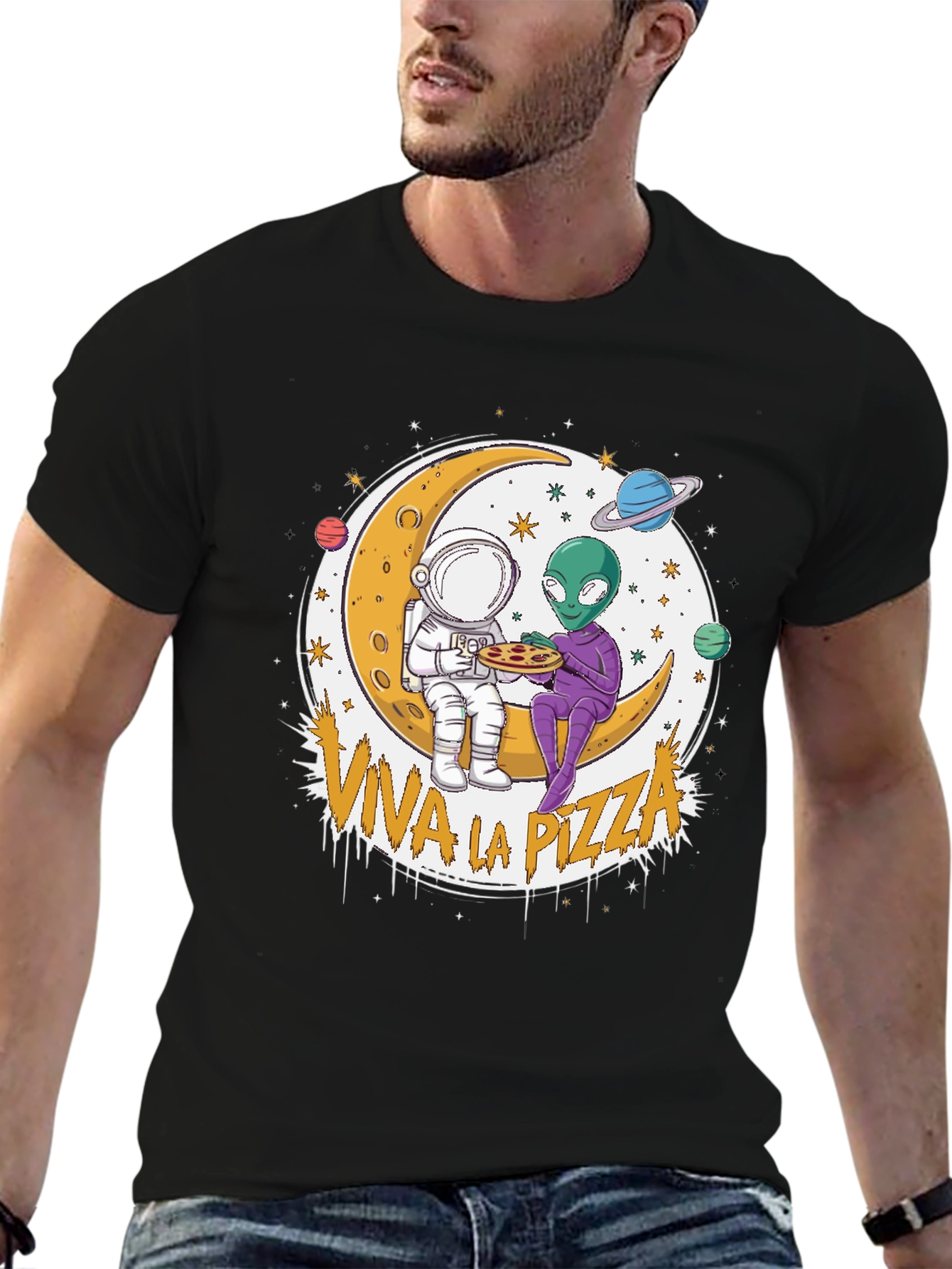 Viva la Pizza T-Shirt - Astronaut and Alien Tee