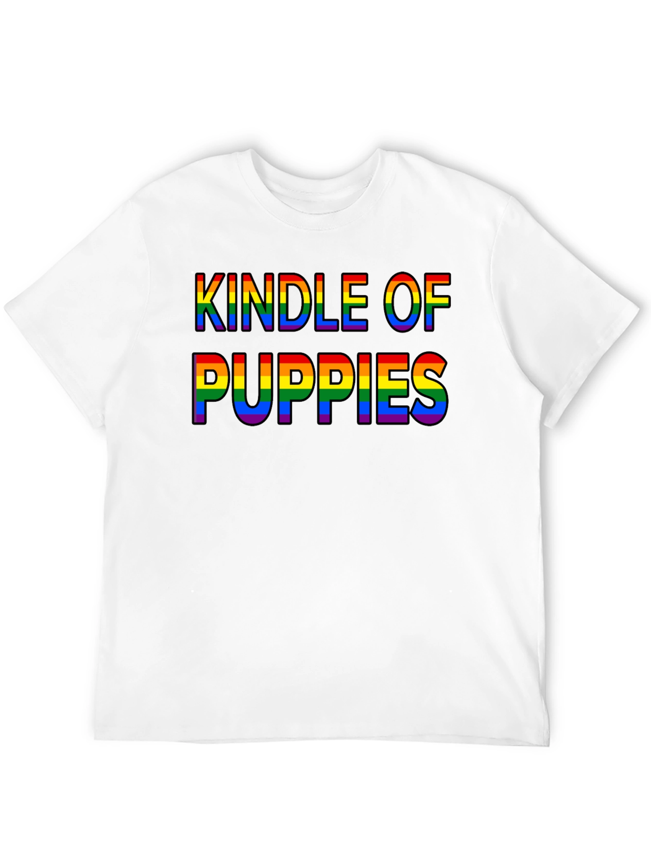 Kindle of Puppies Rainbow Text T-Shirt