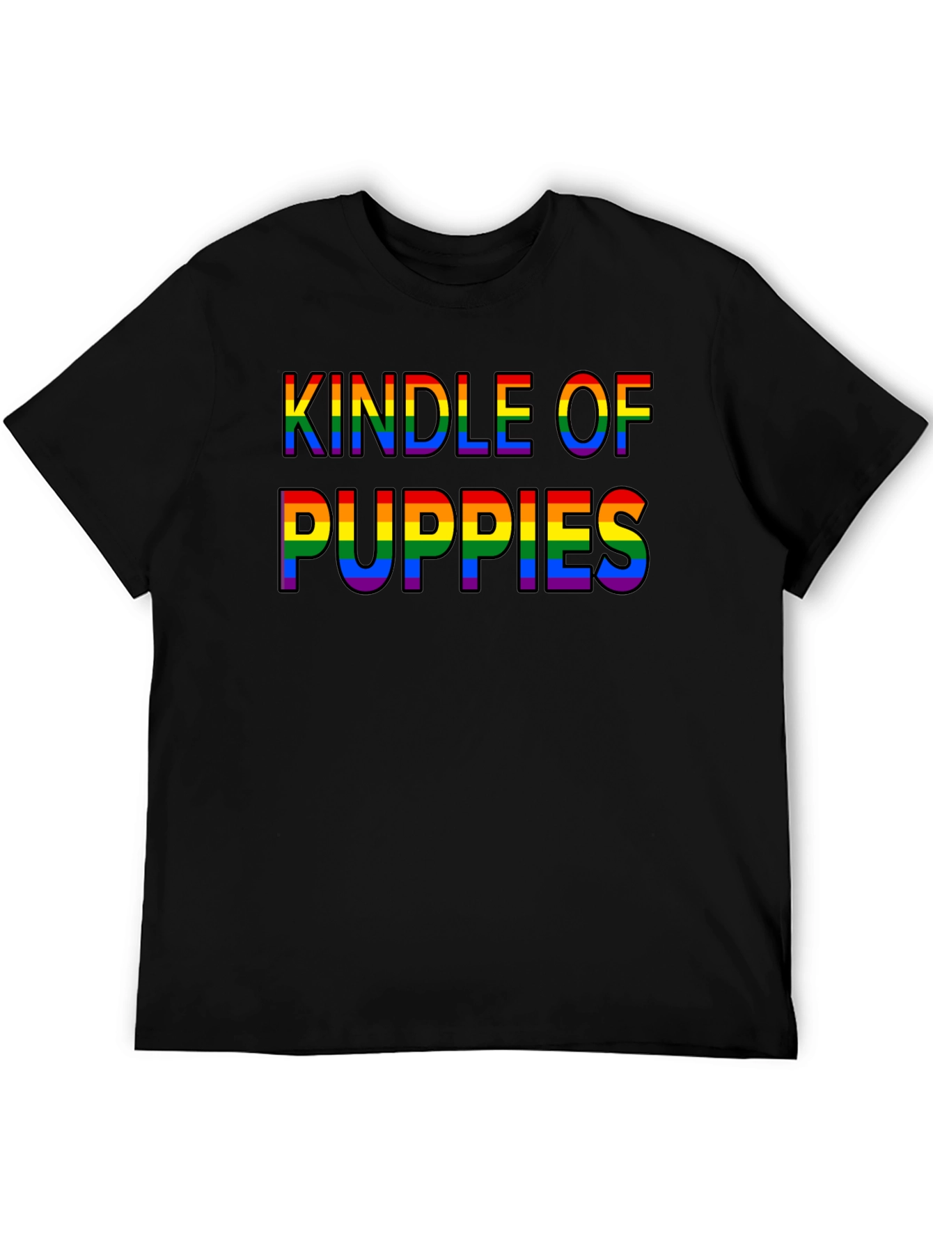 Kindle of Puppies Rainbow Text T-Shirt