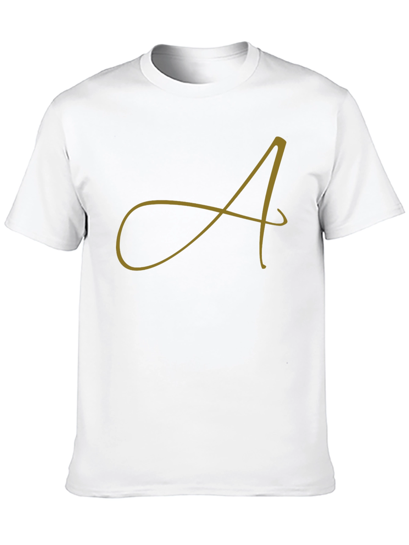Mens Black T-Shirt with Gold Letter A Design