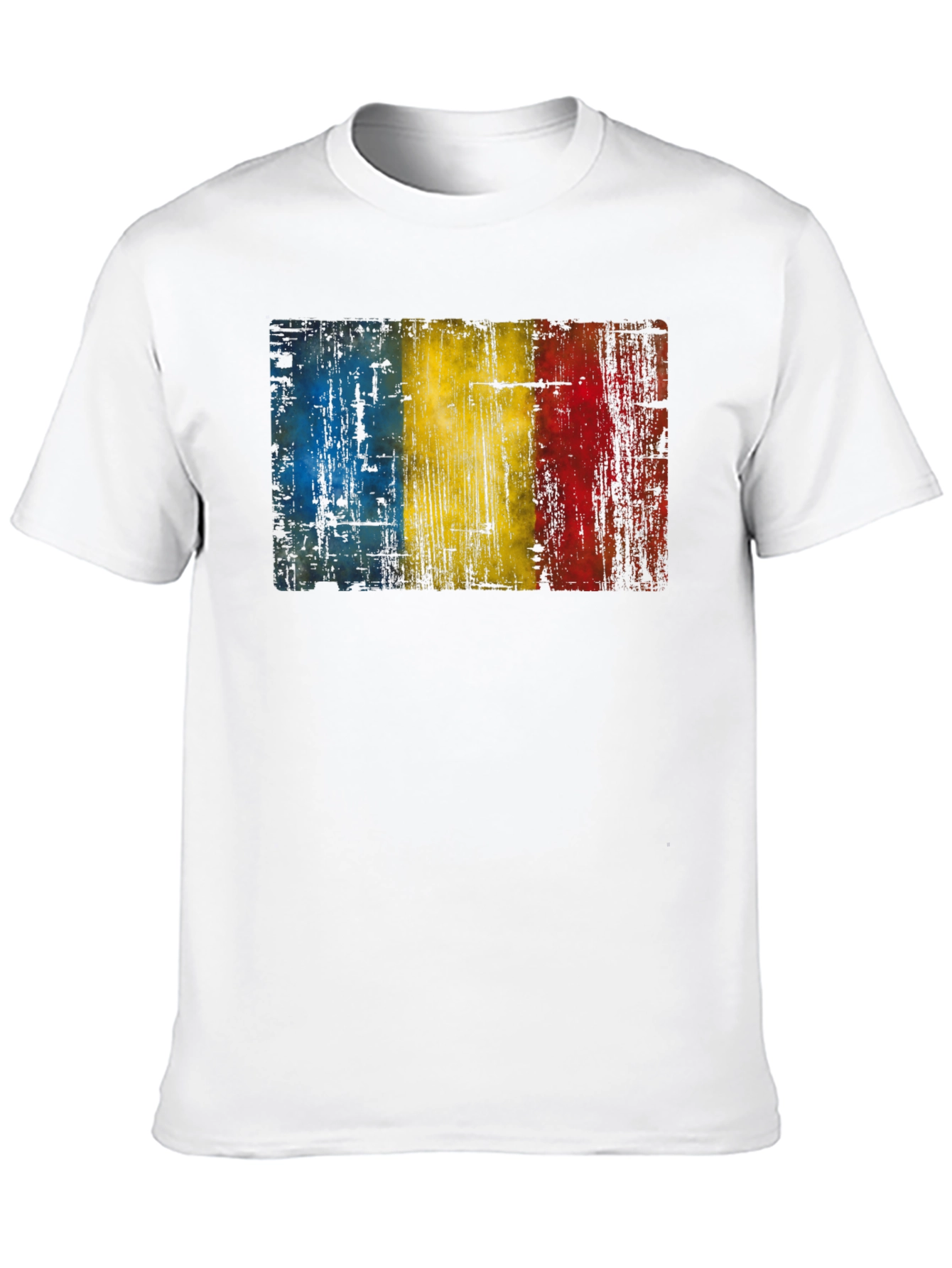 Romania Flag Distressed Black T-Shirt