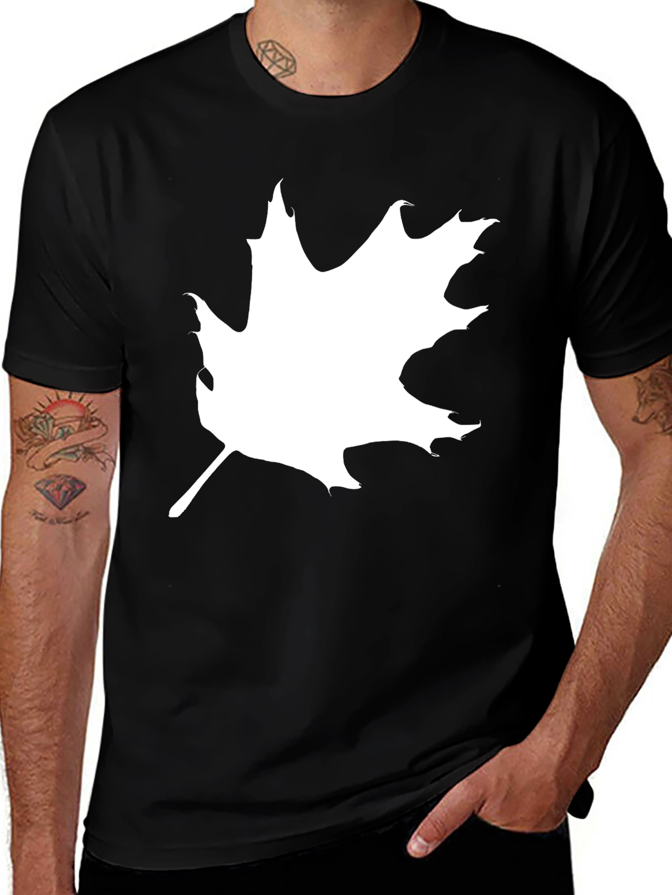 Maple Leaf Graphic Tee - Stylish Black Cotton T-Shirt