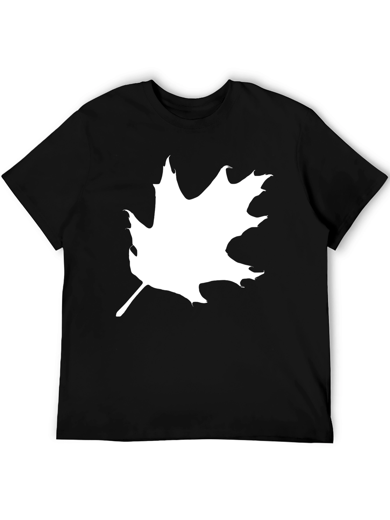 Maple Leaf Graphic Tee - Stylish Black Cotton T-Shirt
