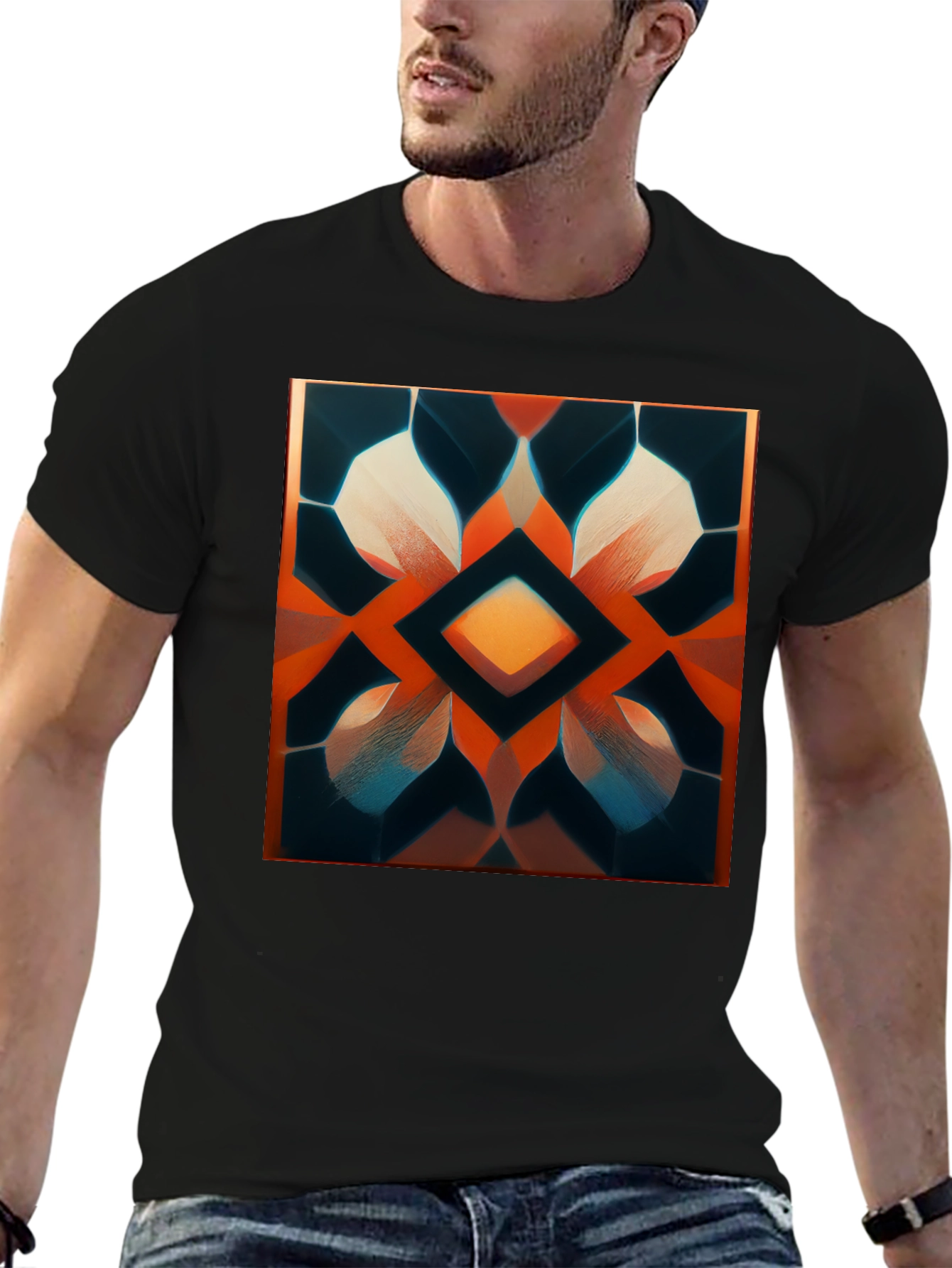 Geometric Diamond Pattern Graphic Tee