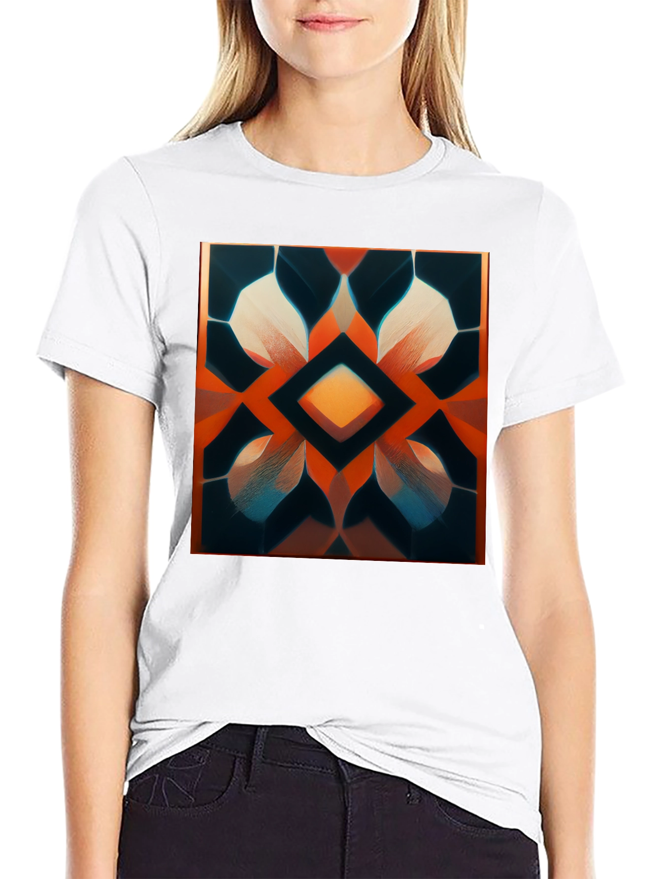 Geometric Diamond Pattern Graphic Tee