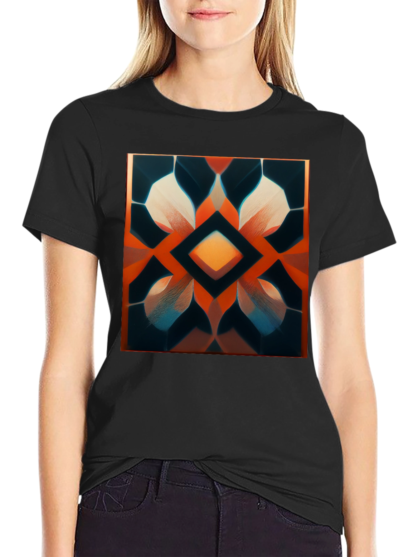 Geometric Diamond Pattern Graphic Tee