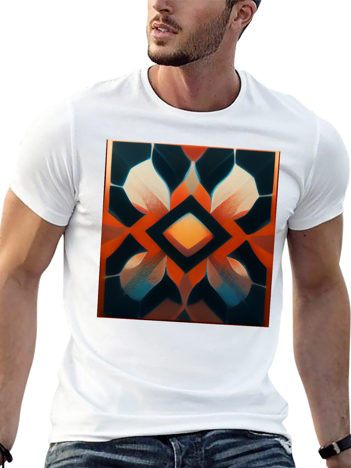 Geometric Diamond Pattern Graphic Tee