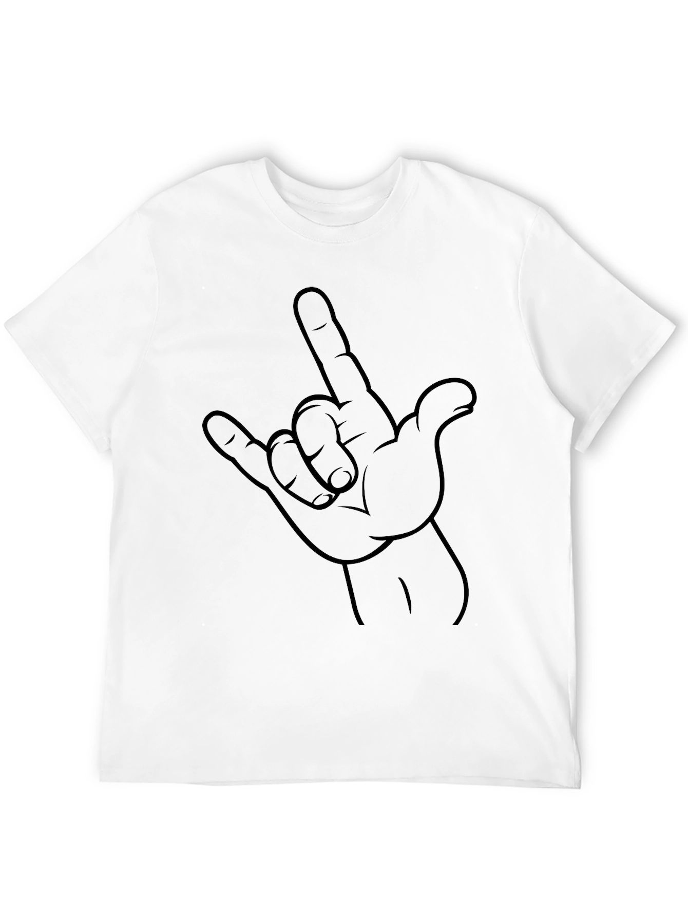 Rock On Hand Sign Black Graphic Tee