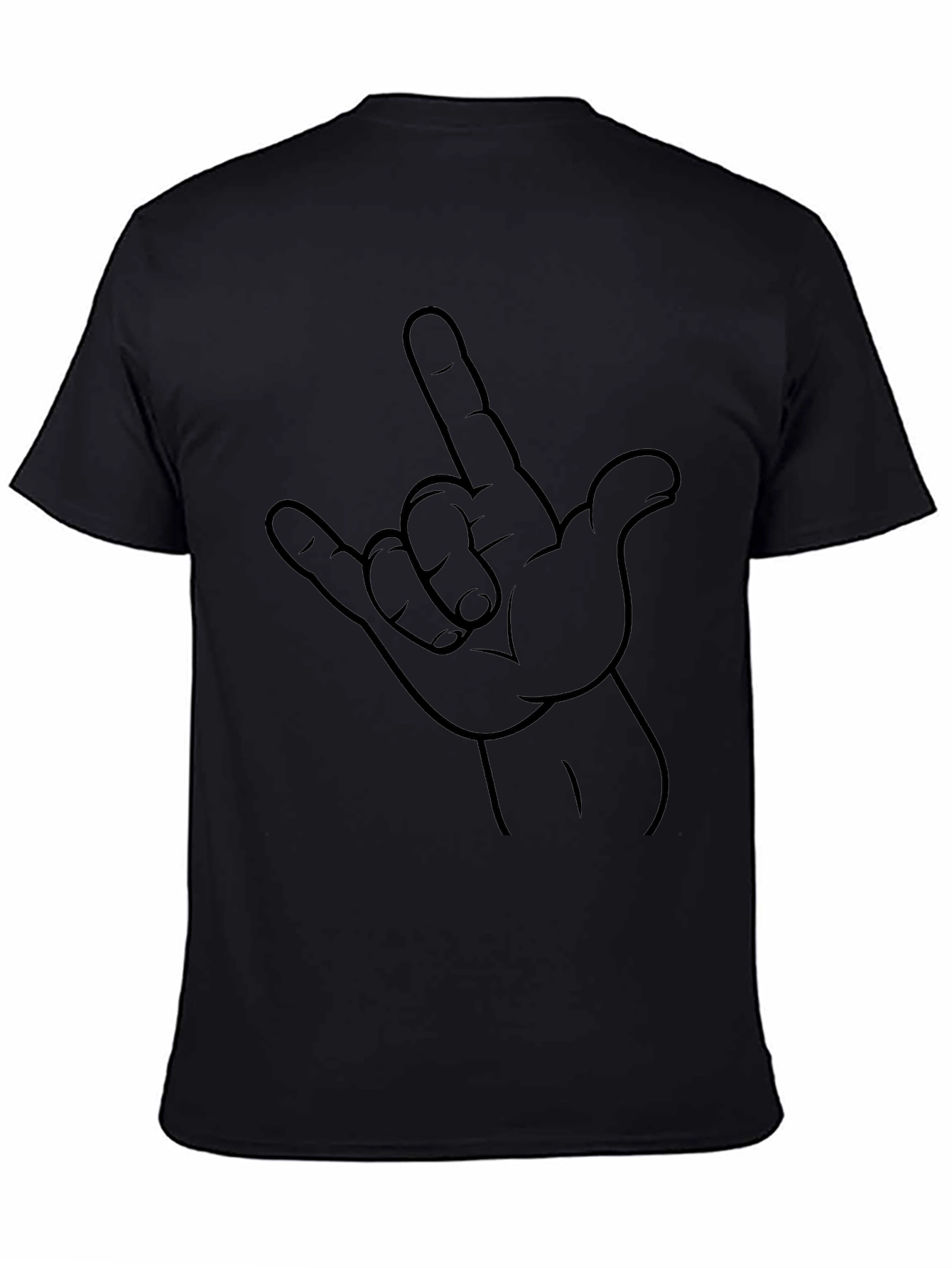 Rock On Hand Sign Black Graphic Tee