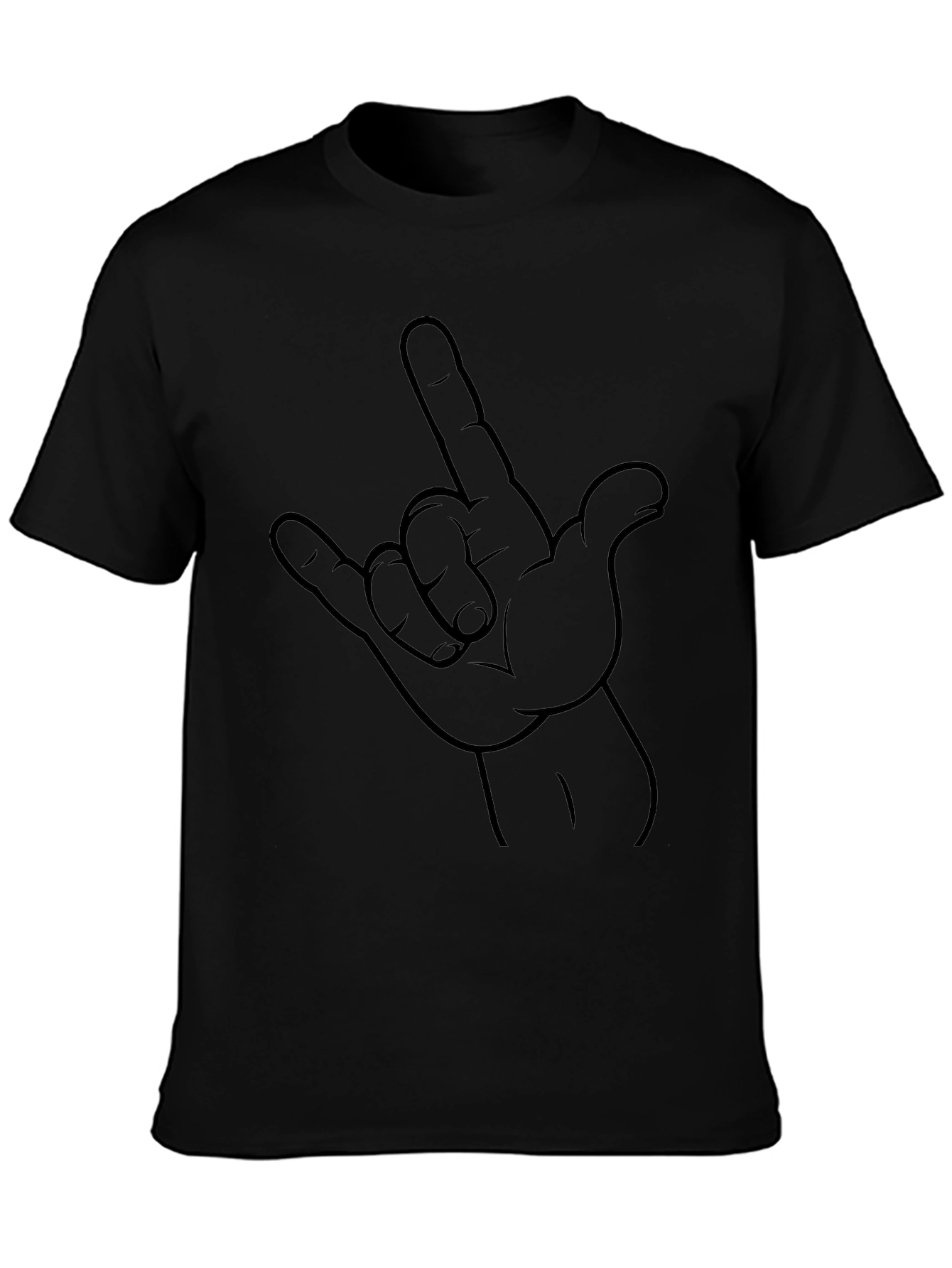 Rock On Hand Sign Black Graphic Tee
