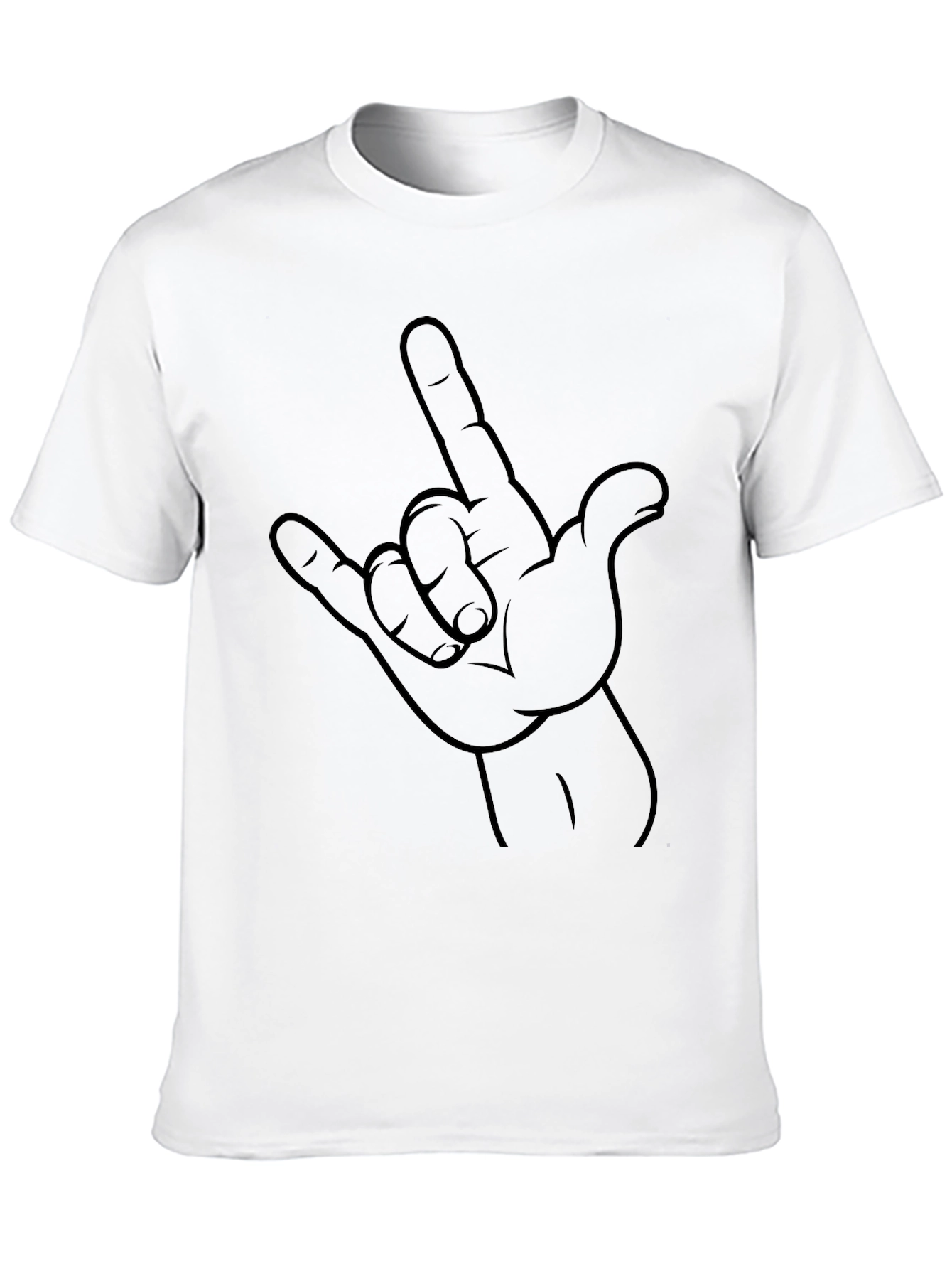 Rock On Hand Sign Black Graphic Tee