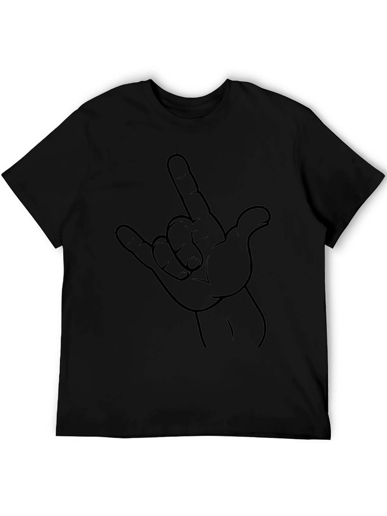 Rock On Hand Sign Black Graphic Tee