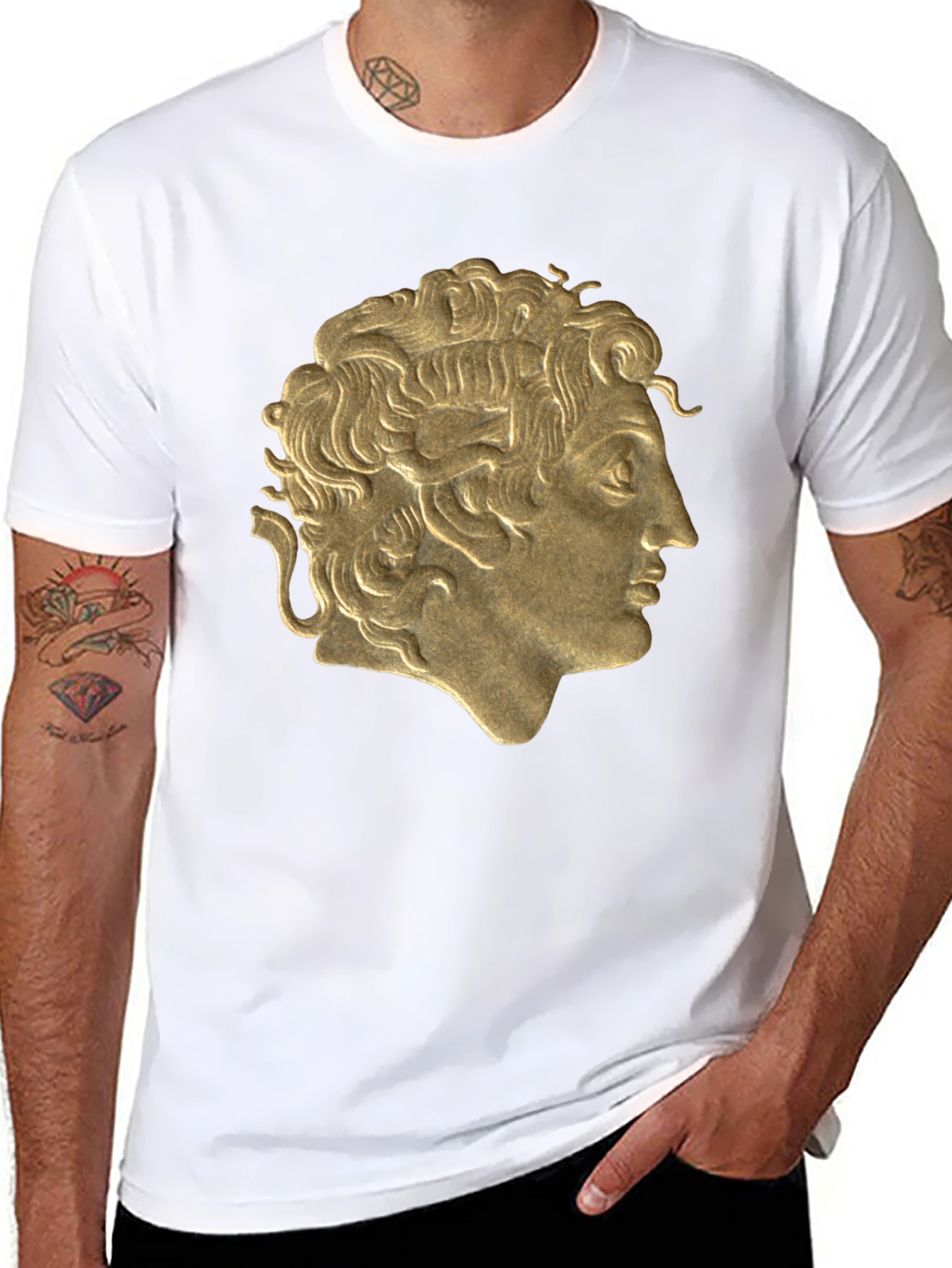 Golden Bust Graphic Black T-Shirt