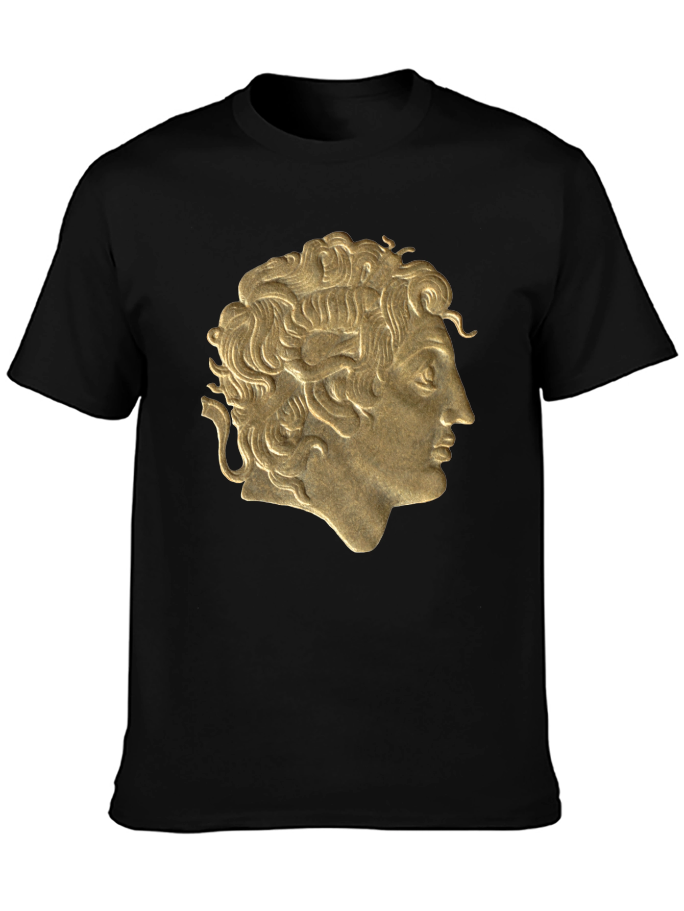 Golden Bust Graphic Black T-Shirt