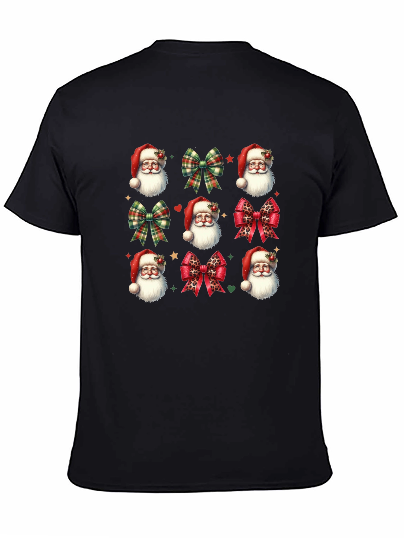 Festive Santa & Bow T-Shirt - Holiday Cheer