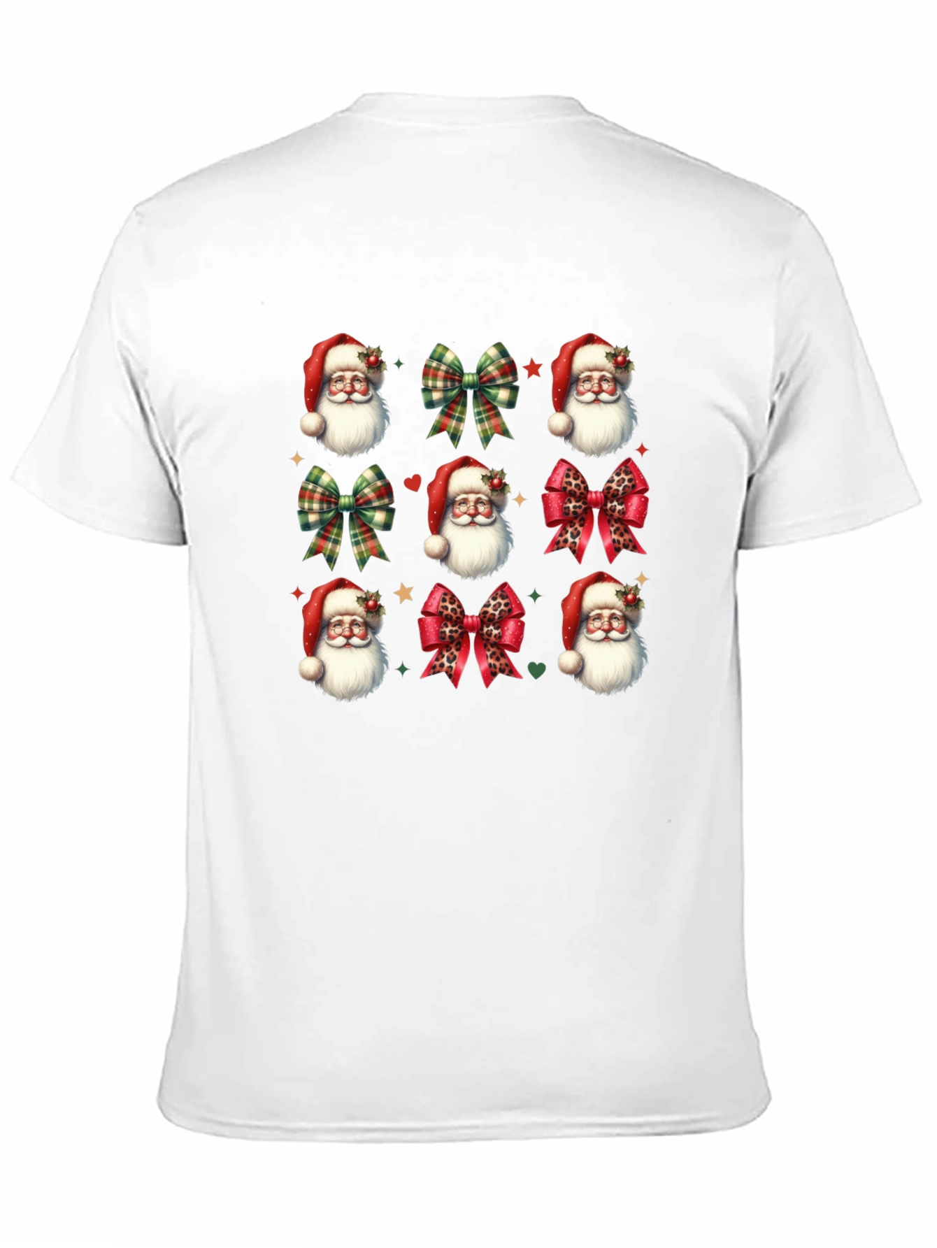 Festive Santa & Bow T-Shirt - Holiday Cheer