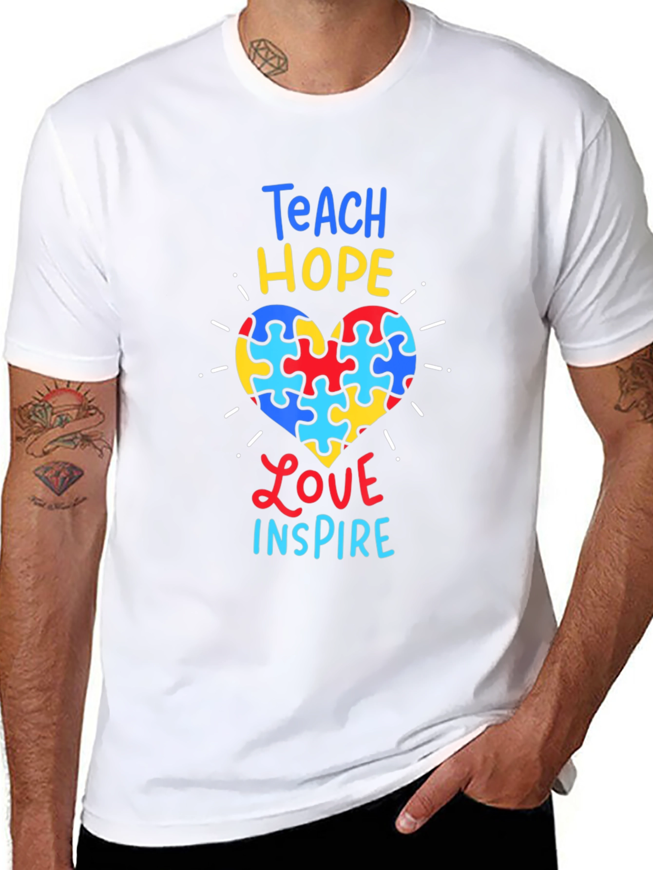 Autism Awareness Teach Hope Love Inspire T-Shirt